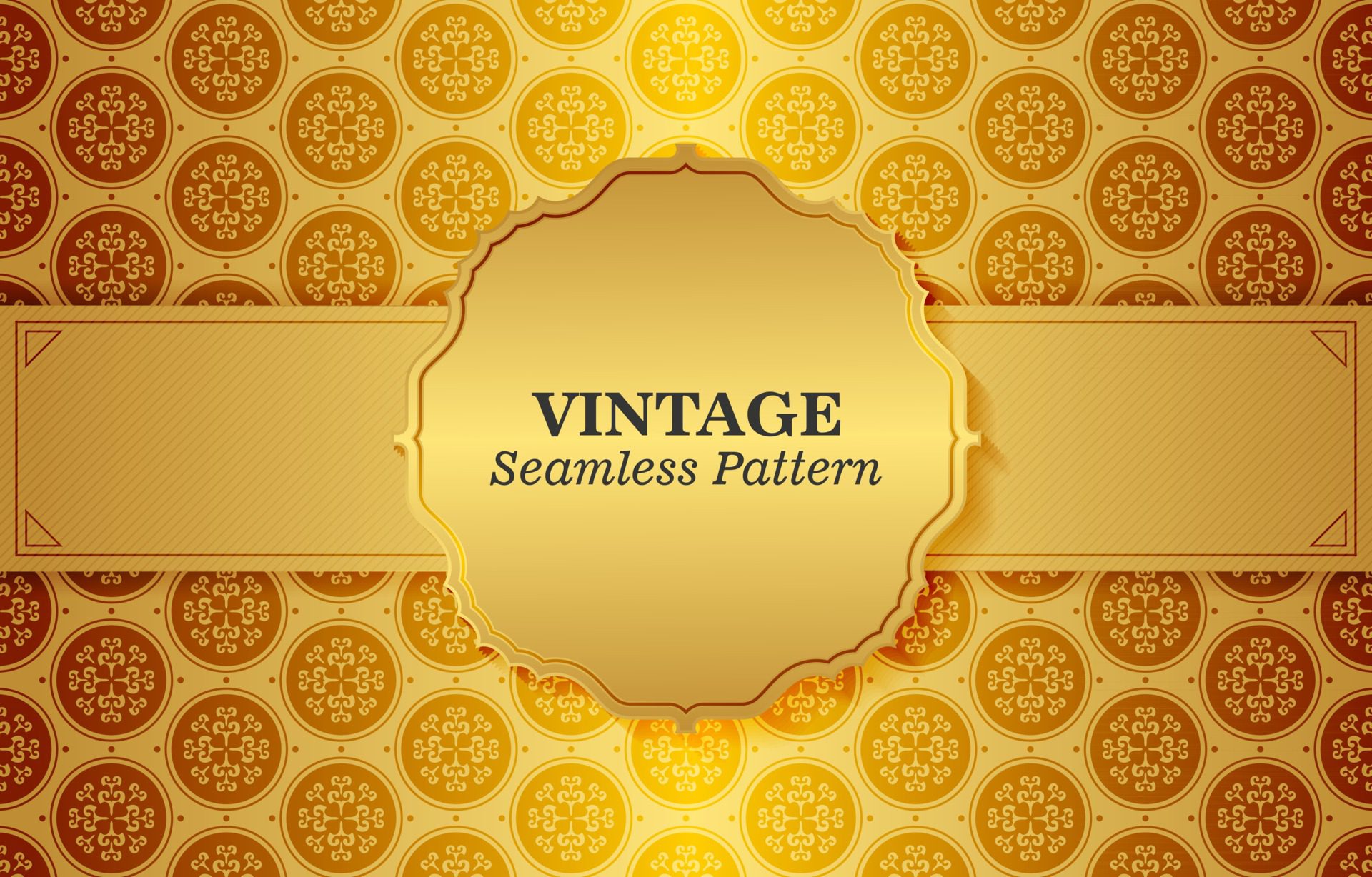 Vintage With Gold Ornament Pattern Background Free Vector