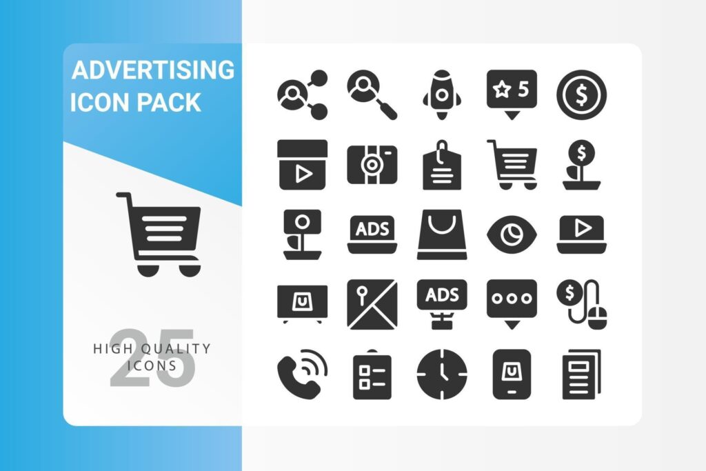 Advertising icon pack for your web site design, logo, app, UI Stock Free