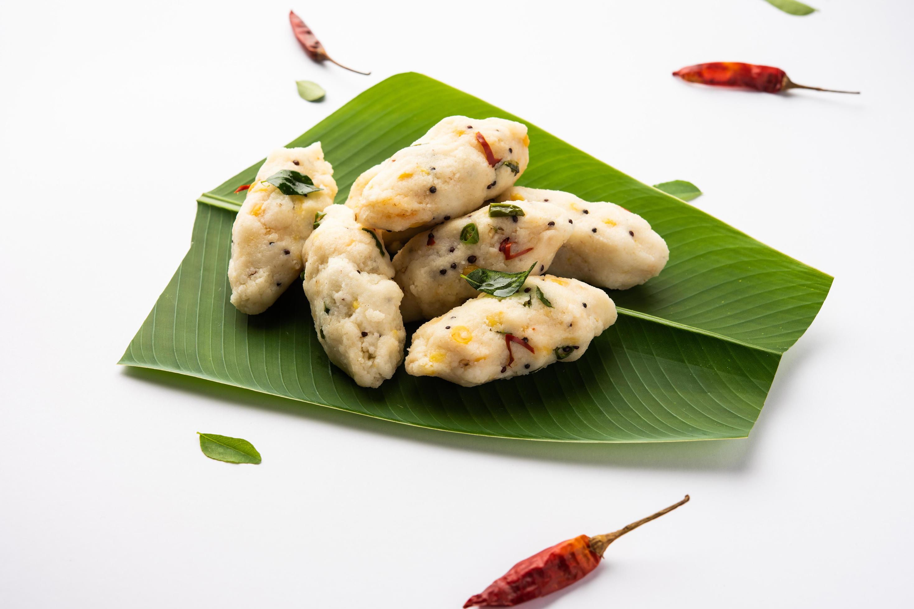 Kozhukatta Pidi is a steamed snack food from kerala rice flour with finger impressions Stock Free