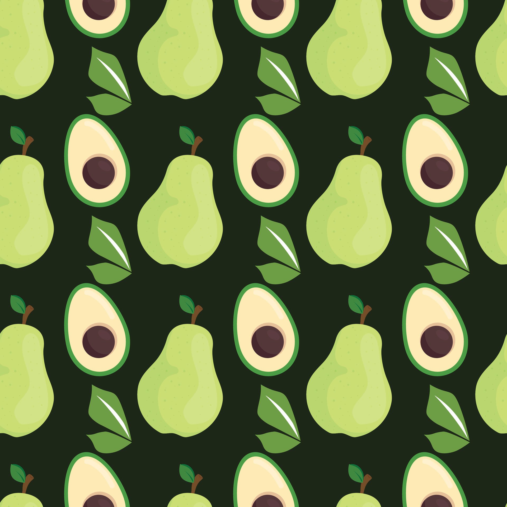 Delicious Fresh Avocado Seamless Pattern Design Free Vector