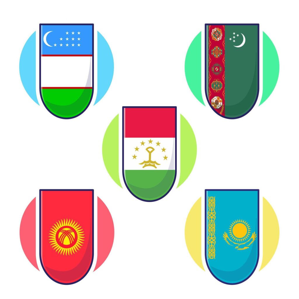 Great cartoon of Central Asian countries flag icon mascot illustration Stock Free