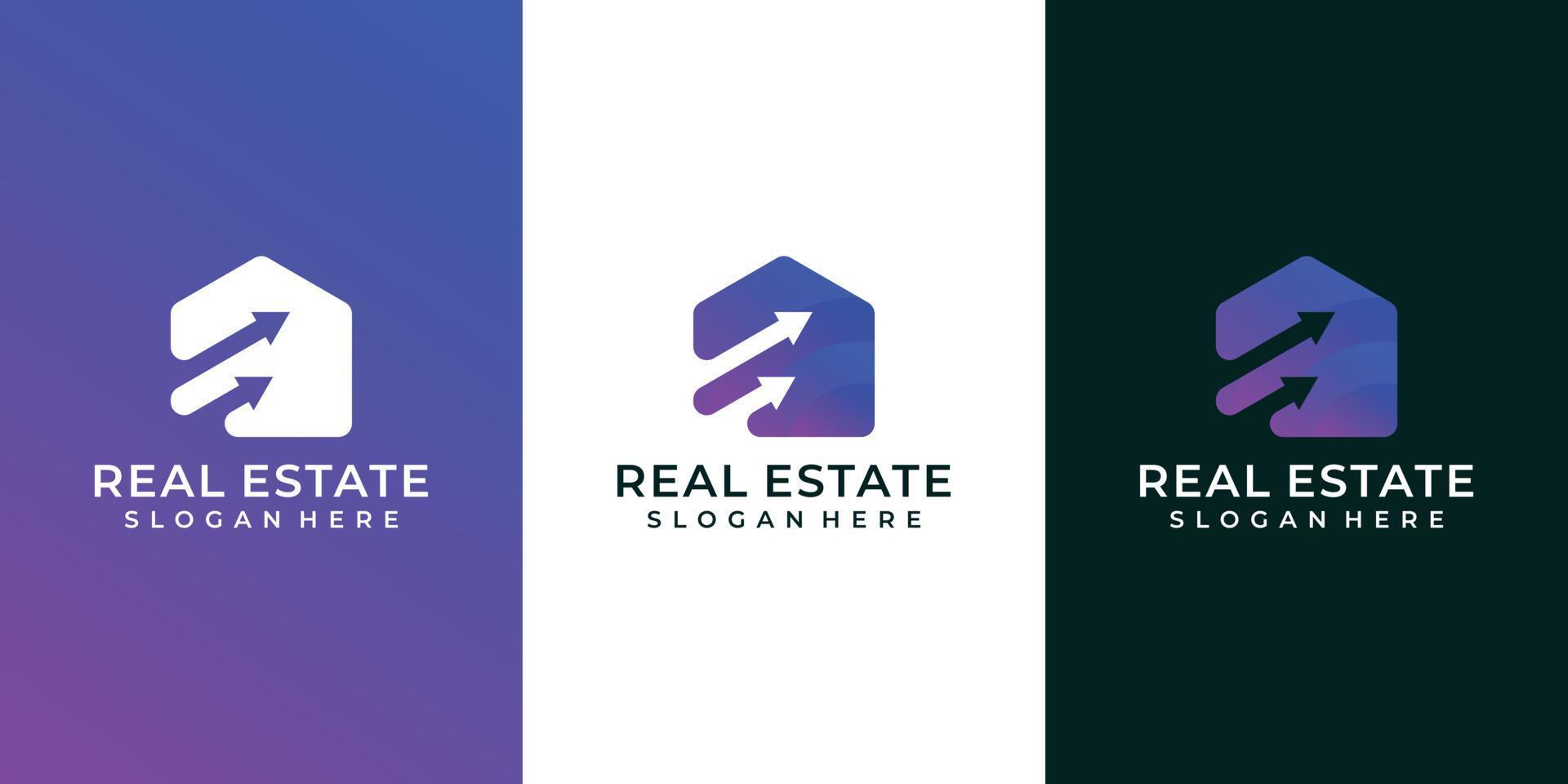 Real estate arrow negative space logo design vector gradient inspiration Stock Free and Free SVG