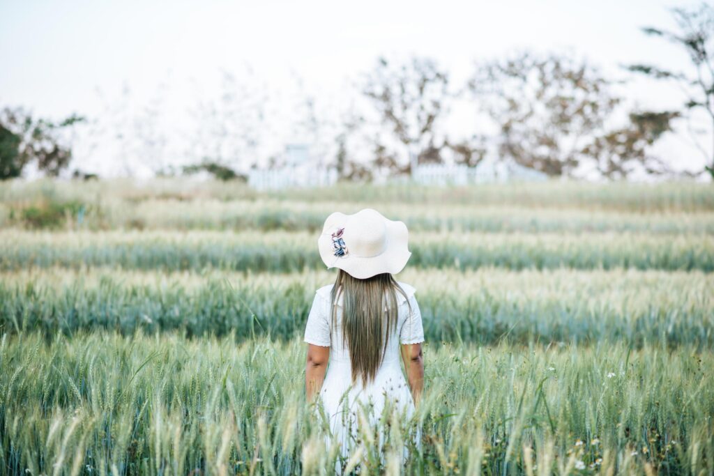 Woman in the hat happiness in the nature Stock Free