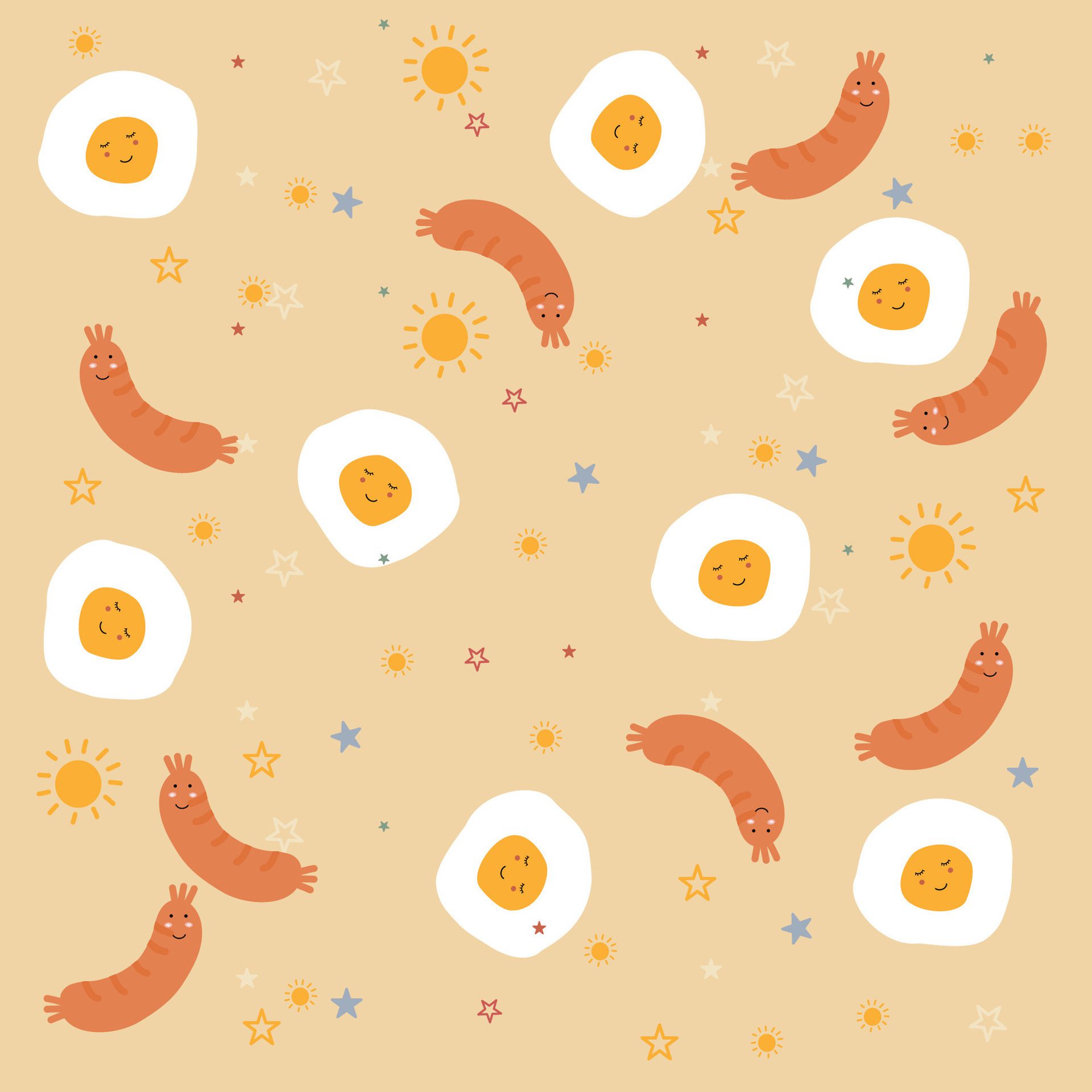 Egg and sausage Breakfast pattern for wallpaper, surface design and fabric pattern Free Vector