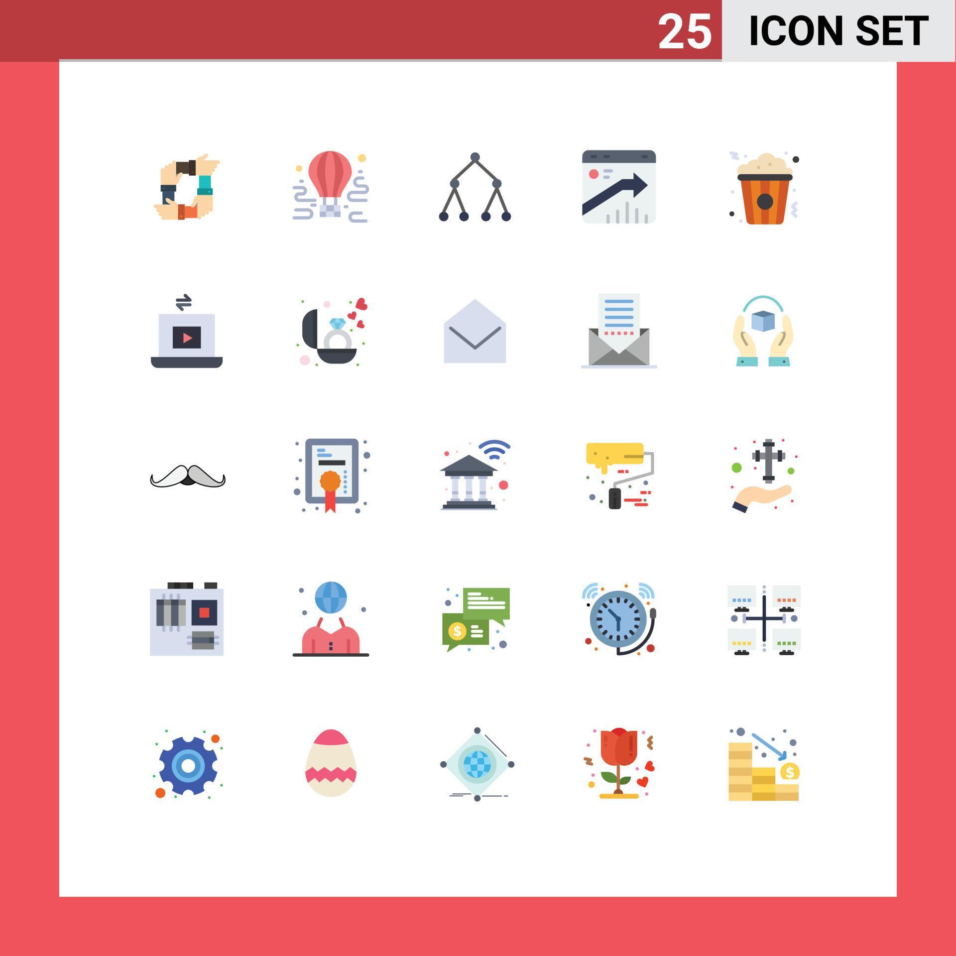 Pictogram Set of 25 Simple Flat Colors of report browser tour arrow social Editable Vector Design Elements Stock Free