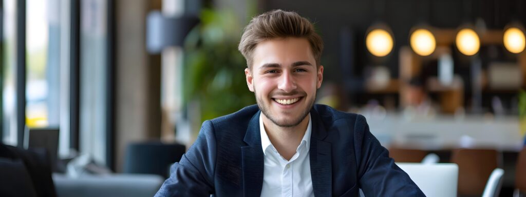 Confident Young Business Professional Smiling at Work Stock Free