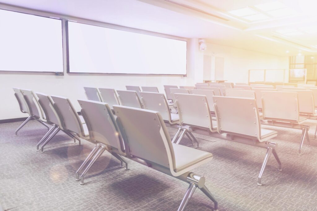 Empty seat in the airport with vintage toned. Stock Free