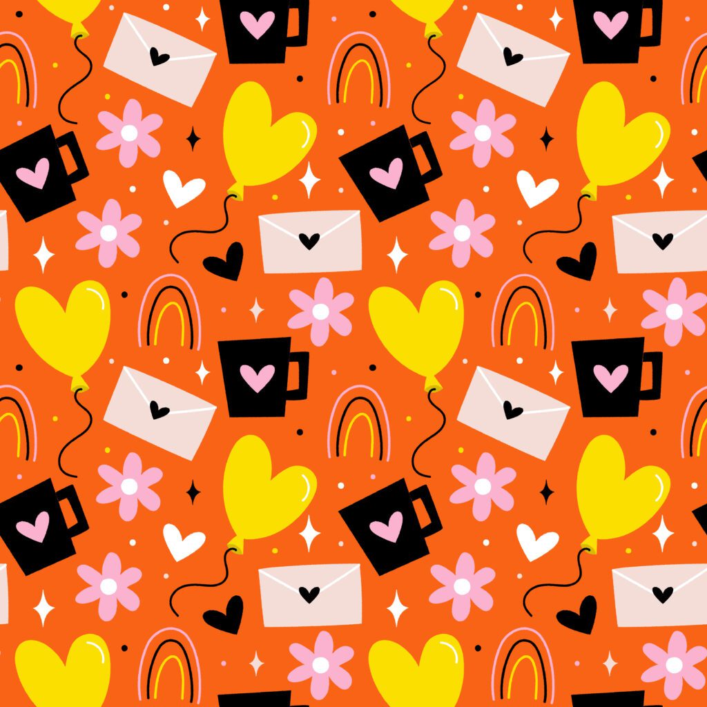 Hand drawn valentines day pattern Free Vector