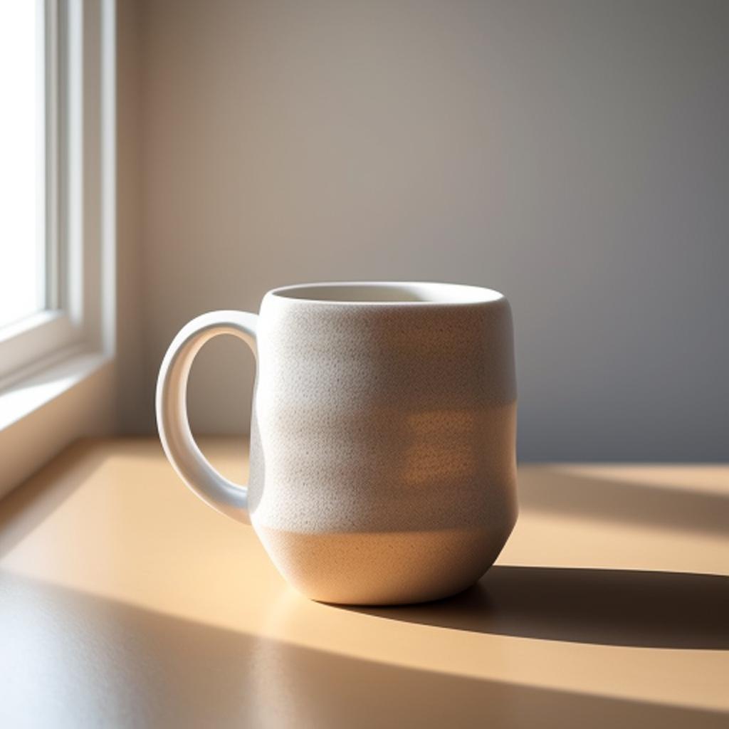 Minimalist mug, ceramic texture, by @ai_generated