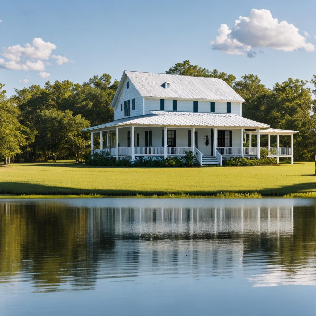 Florida farmhouse on lake by @ai_generated