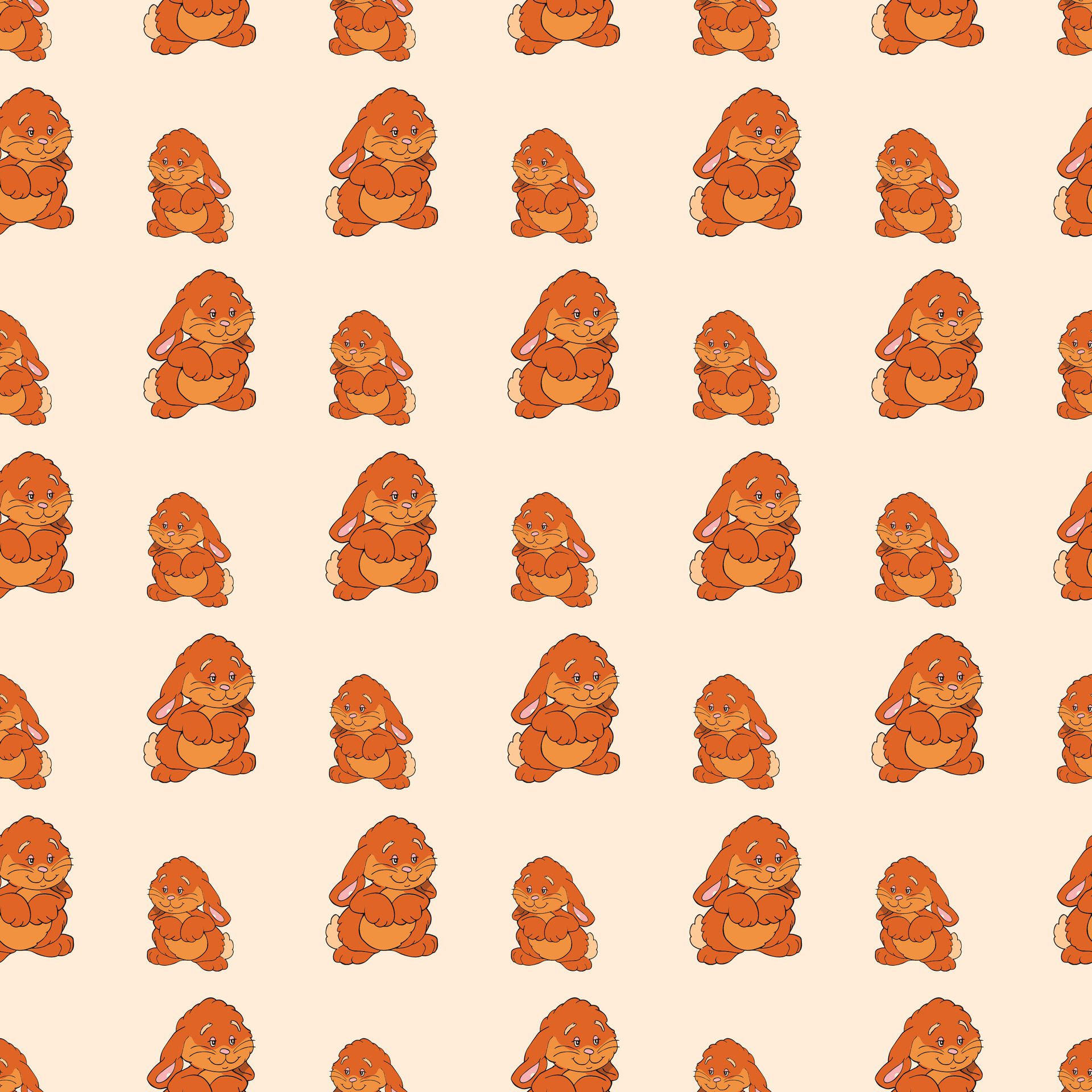 Rabbit Dolls Seamless Pattern Design Free Vector