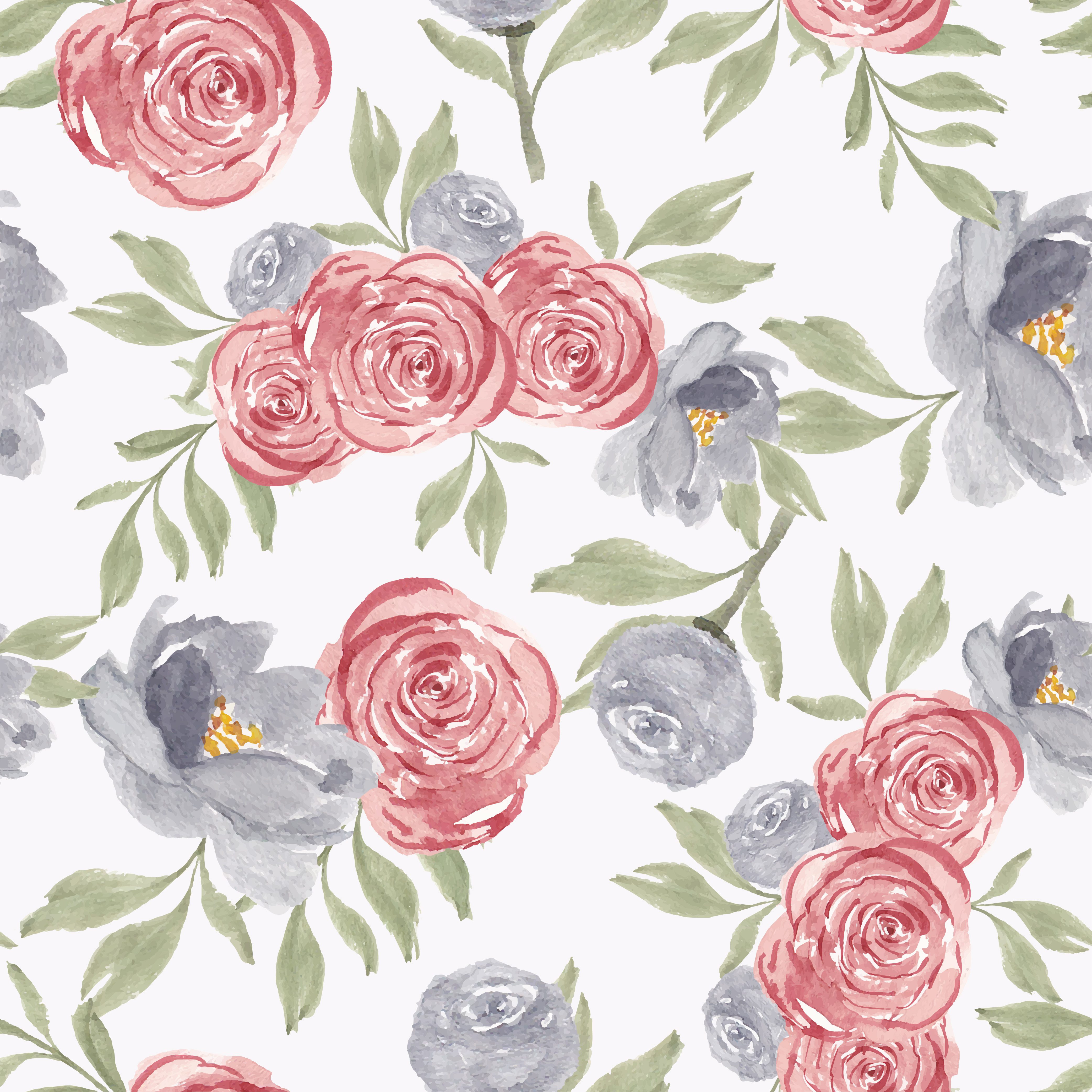 Watercolor rose peony flower seamless pattern Free Vector