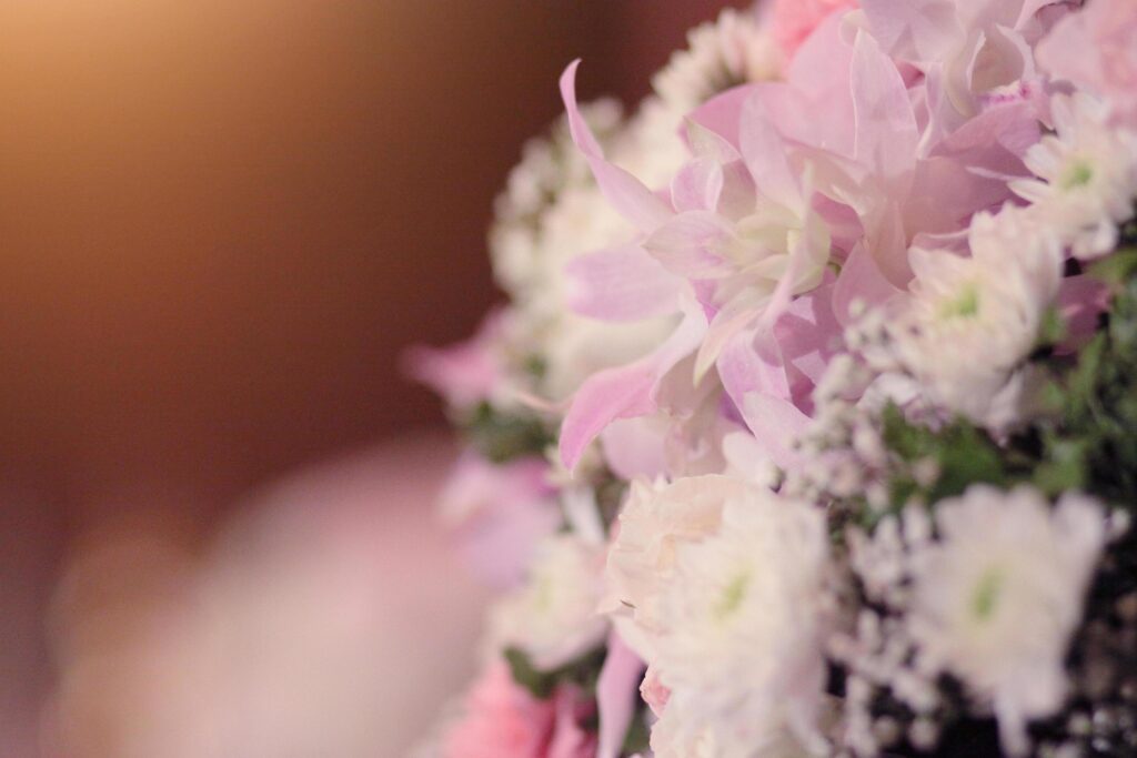 Pink Lilac orchid and fresh blooming flowers Decoration in the Thai wedding ceremony tradional Stock Free