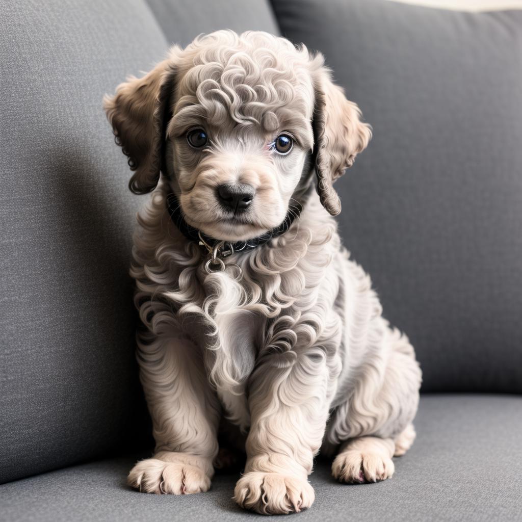 Gray poodle puppy by by @ai_generated