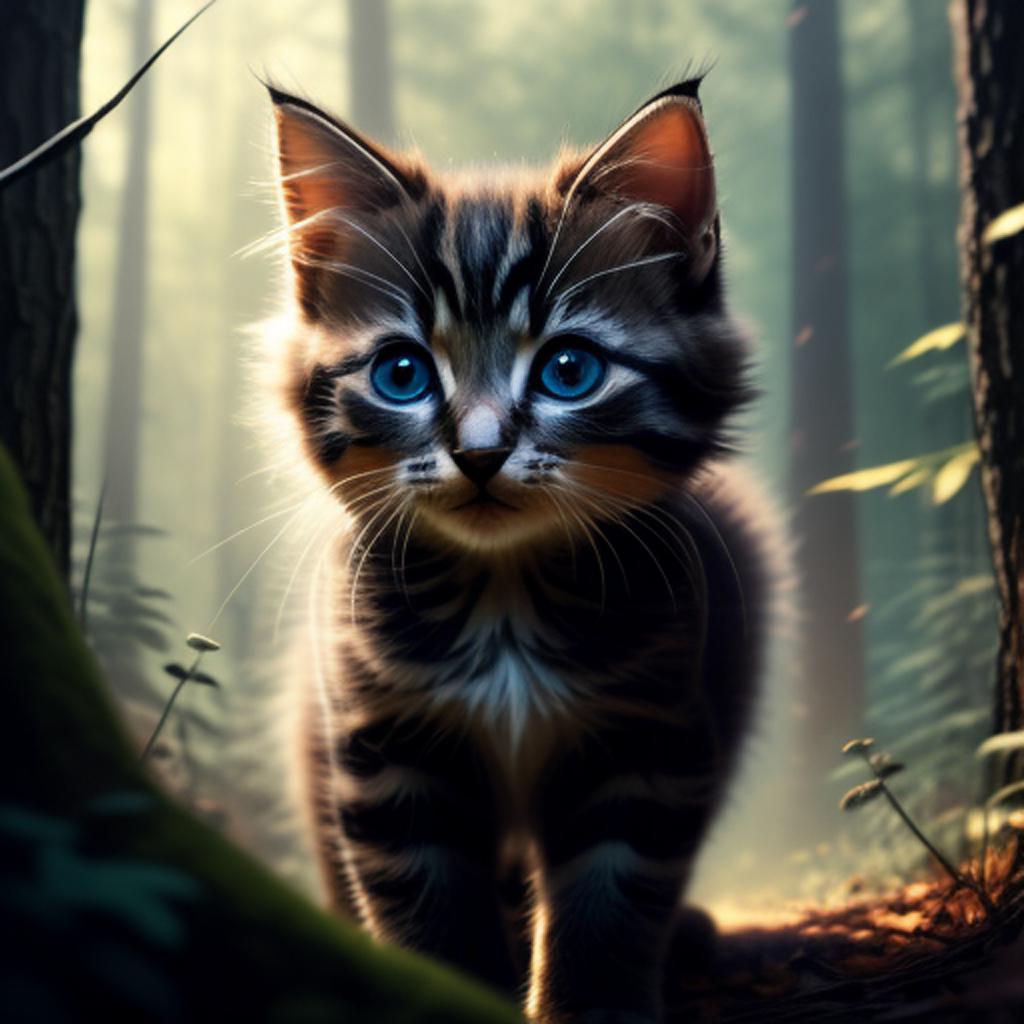 Kitten in the woods by @ai_generated