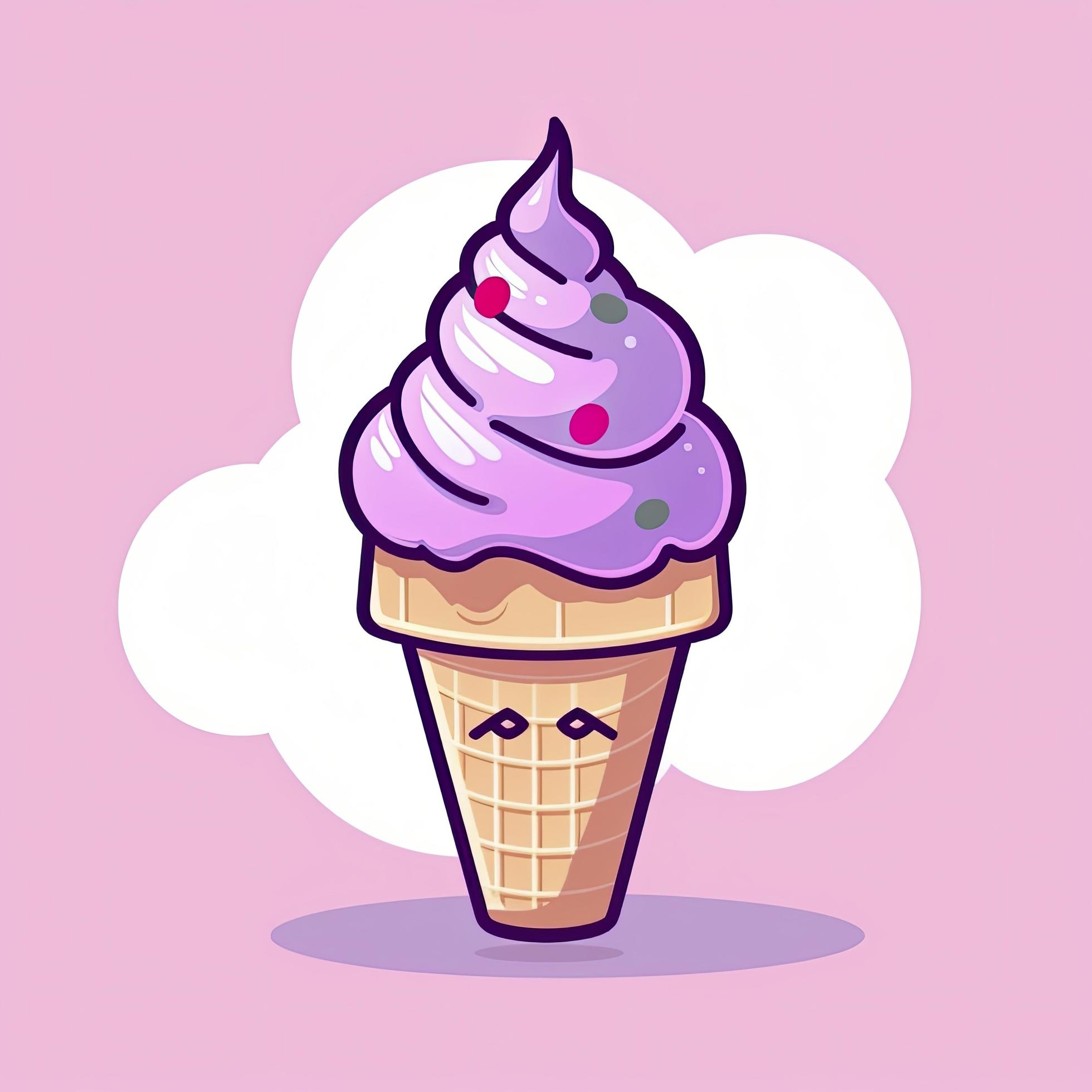 Ice cream cone cartoon icon illustration. sweet food icon concept isolated . flat cartoon style, generat ai Stock Free