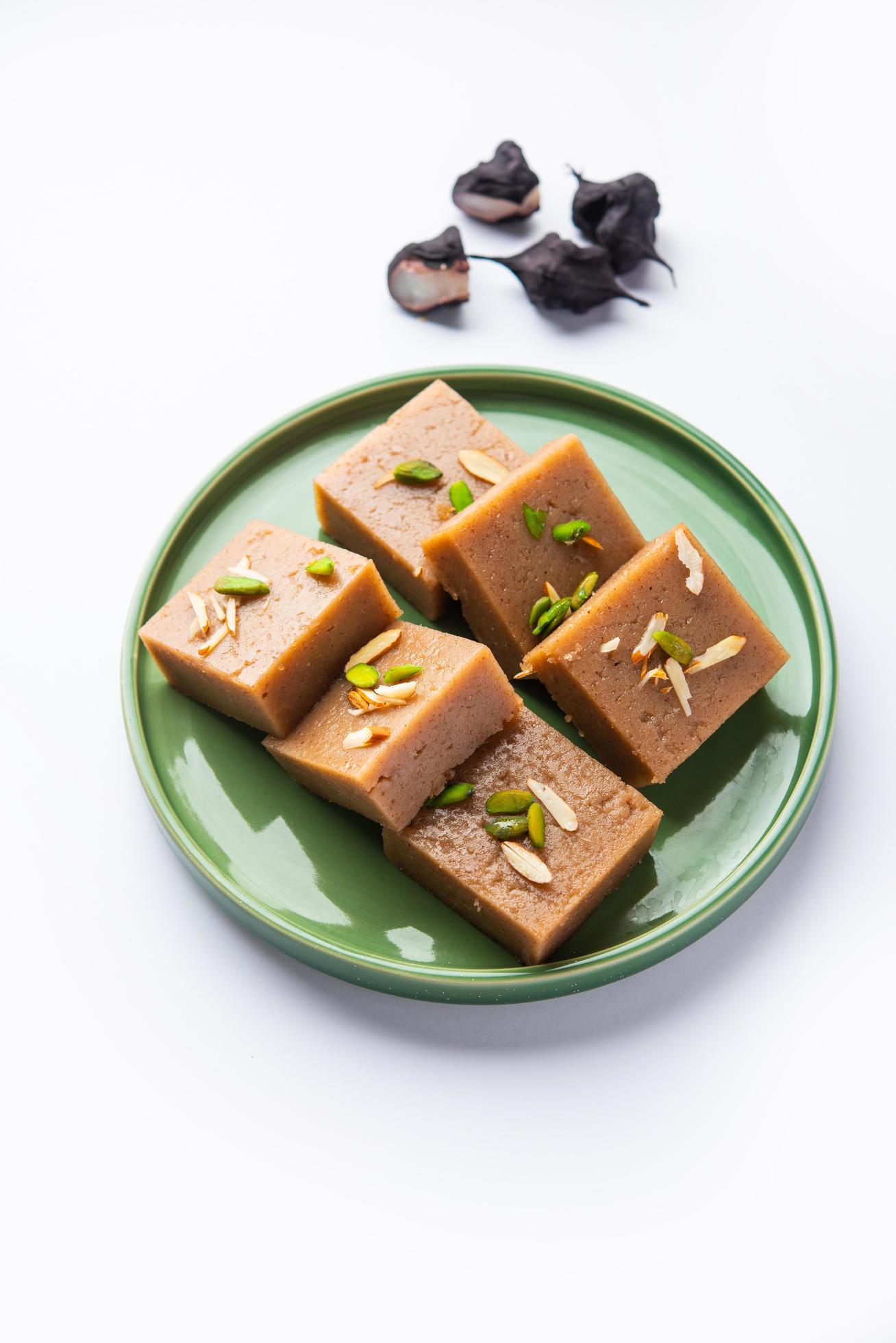 Singhara Barfi or Singhada barfi or halwa fasting or up-was food Stock Free