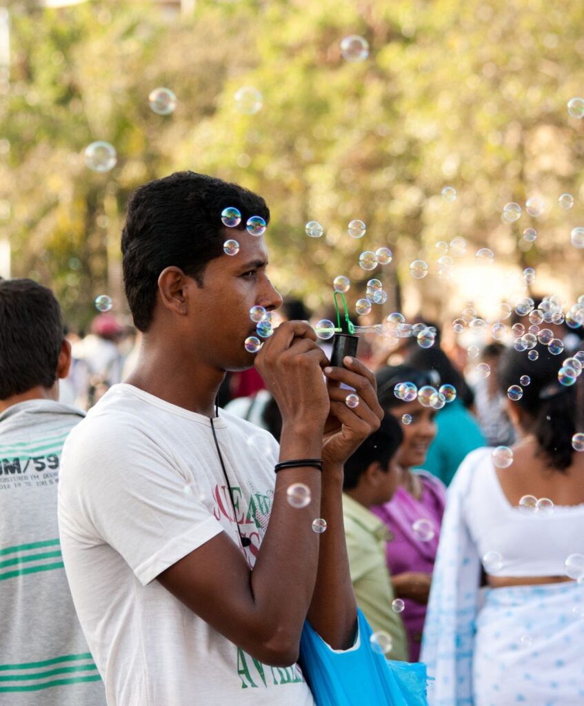 Man Blowing Bubbles Stock Free