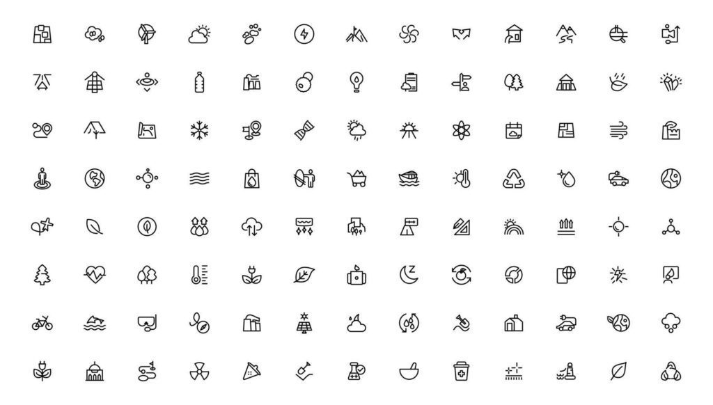 Ecology icons set. Nature icon. Eco green icons.Outline icon . Stock Free