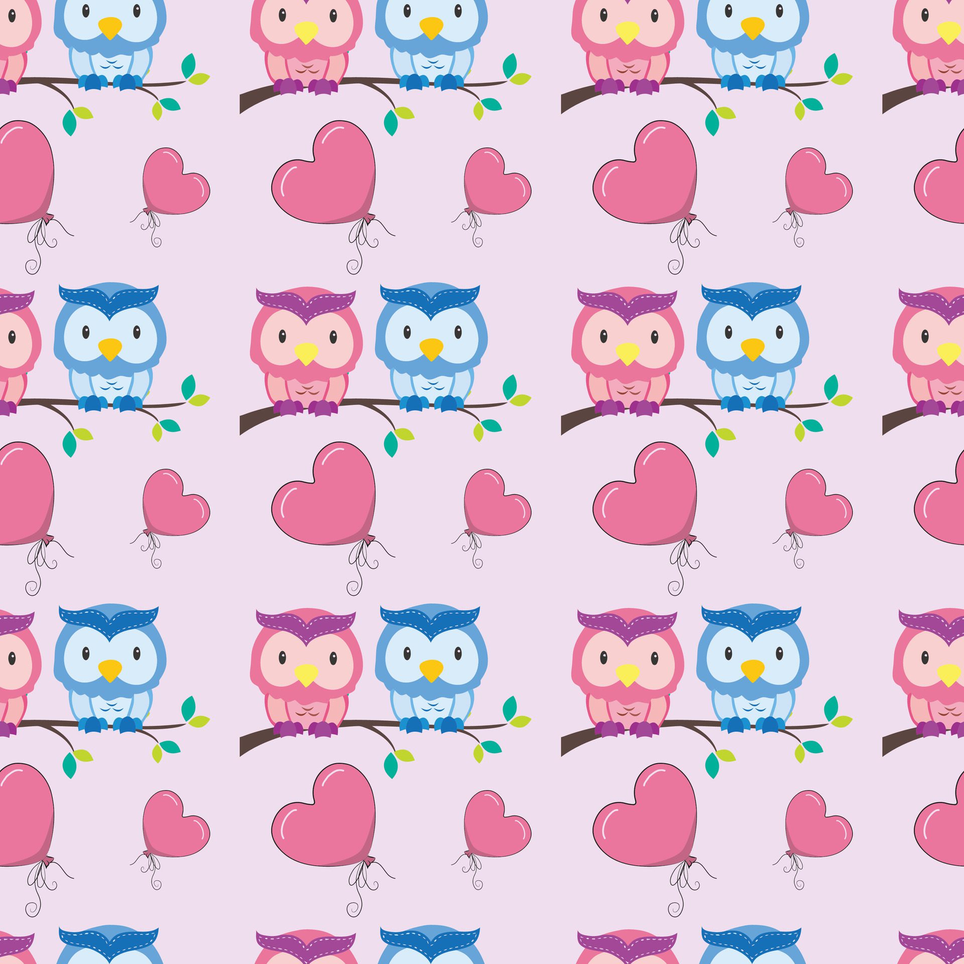 Owls In Love Seamless Pattern Design Free Vector