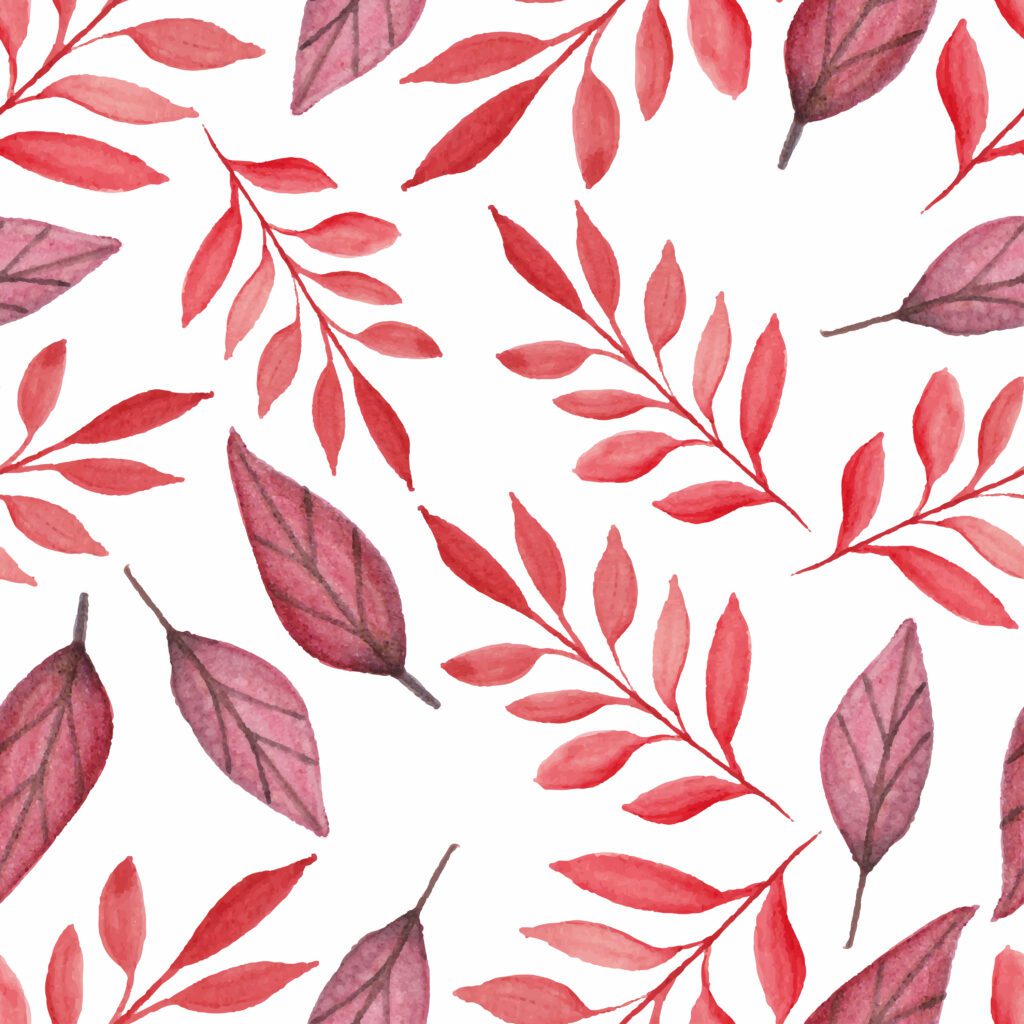 Beautiful red leaves watercolor seamless pattern Free Vector