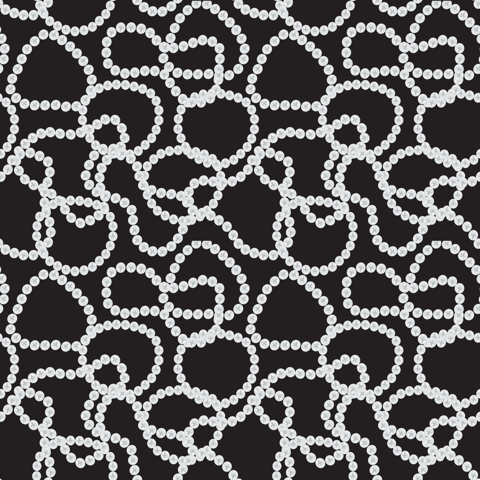 Pearl necklace on a black background. Seamless pattern. illustration. Free Vector