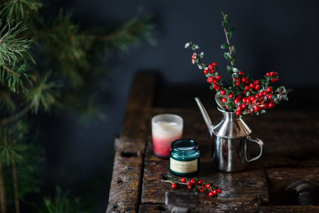 Fresh Holly and Candles Stock Free