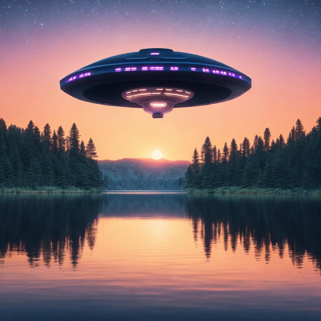 UFO hovering over a by @ai_generated