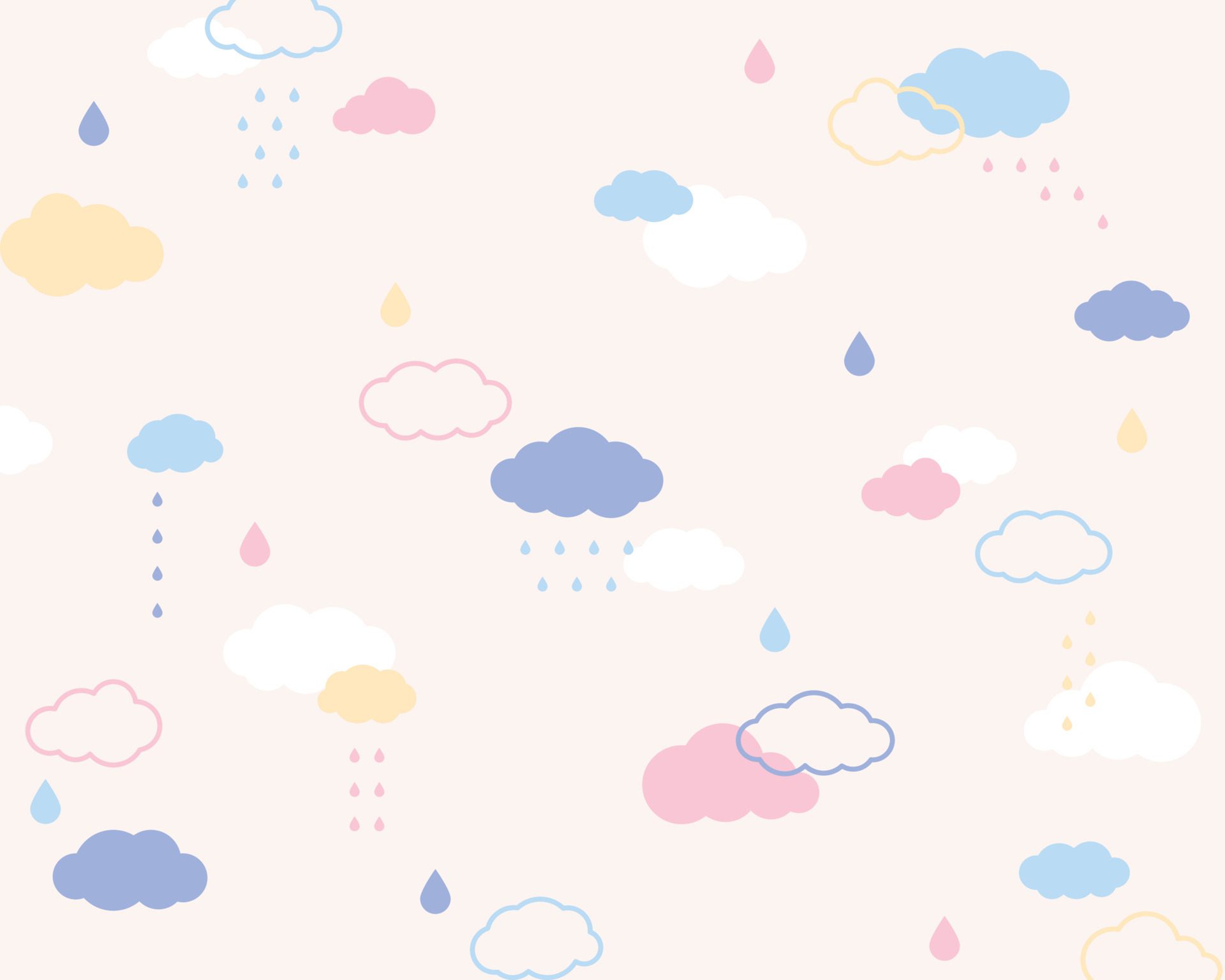 A pattern composed of cute pastel colored clouds. Simple pattern design template. Free Vector