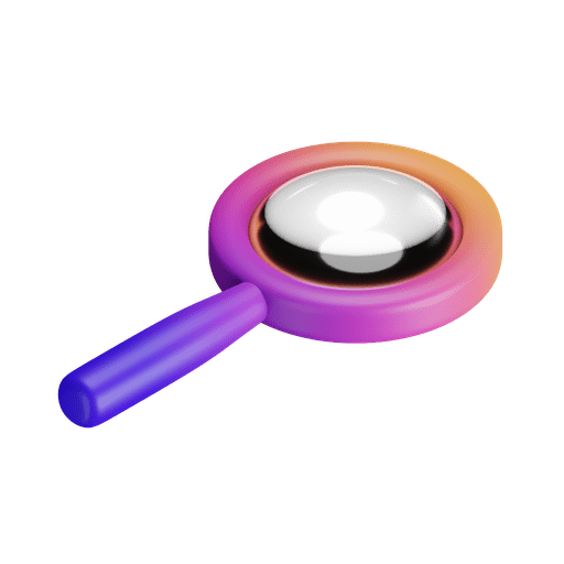 Zoom, magnifying glass, view 3D illustration