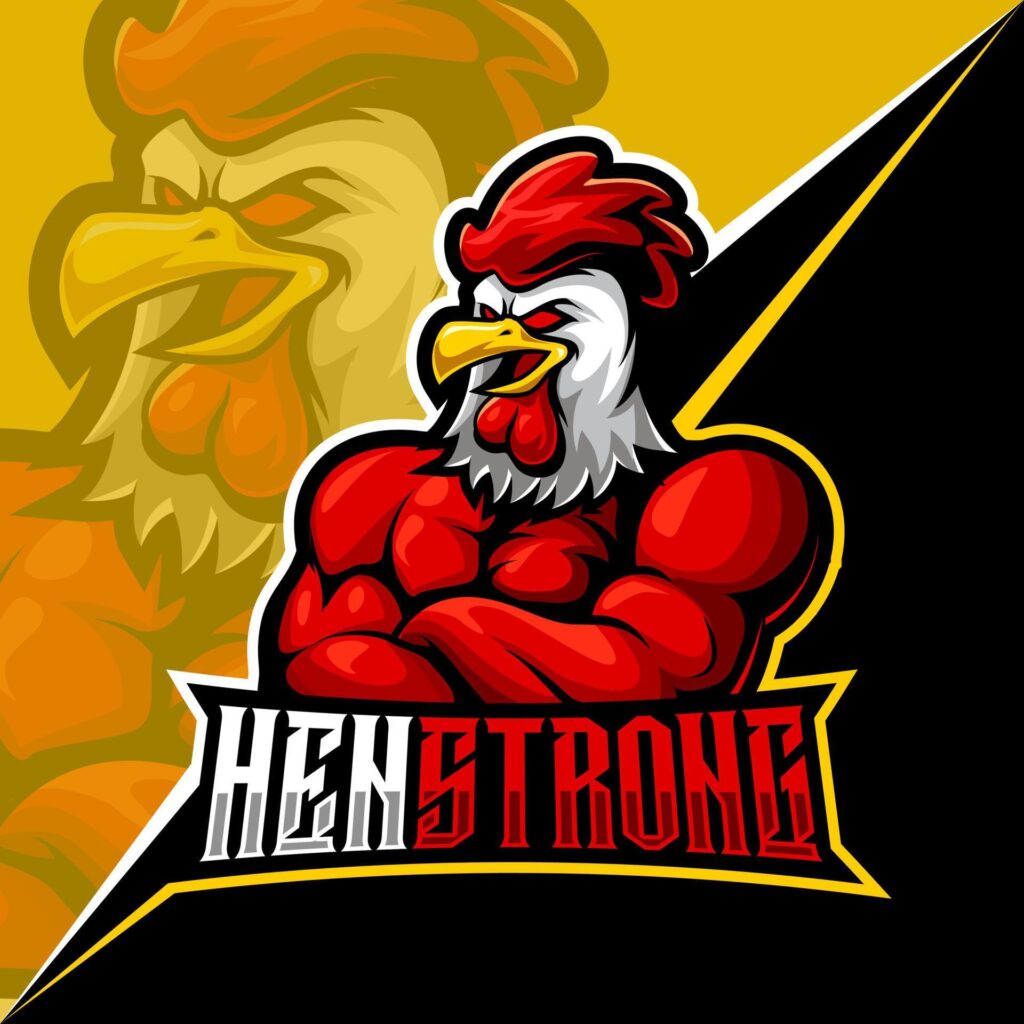 hen strong, mascot esports logo vector illustration Stock Free