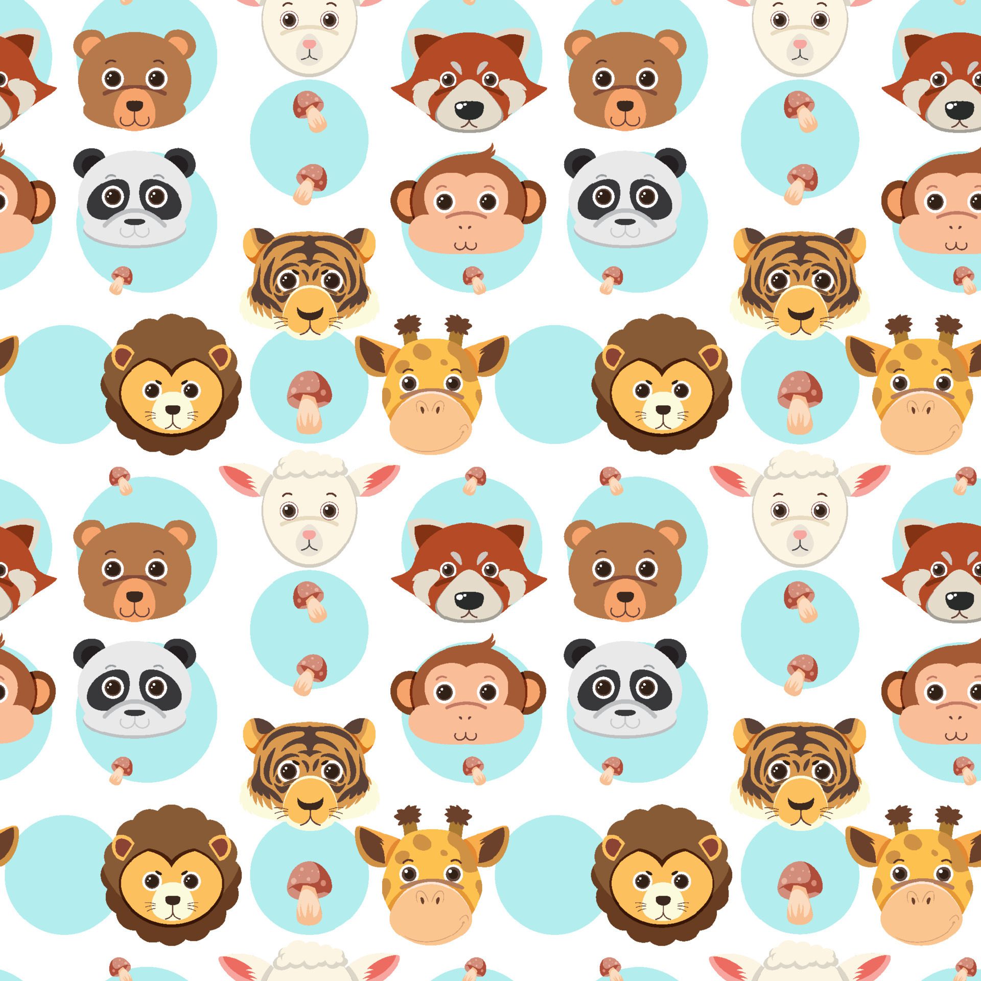 Cute animals seamless pattern Free Vector