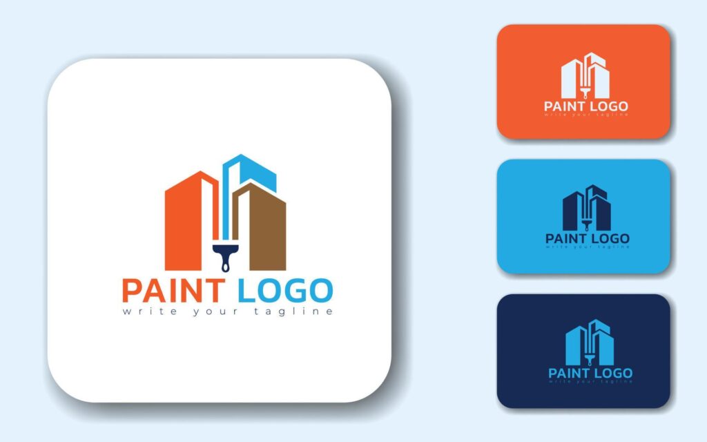 Paint Building Minimal Logo Design, Concept For Home Decoration, Painting Service, House Construction Stock Free