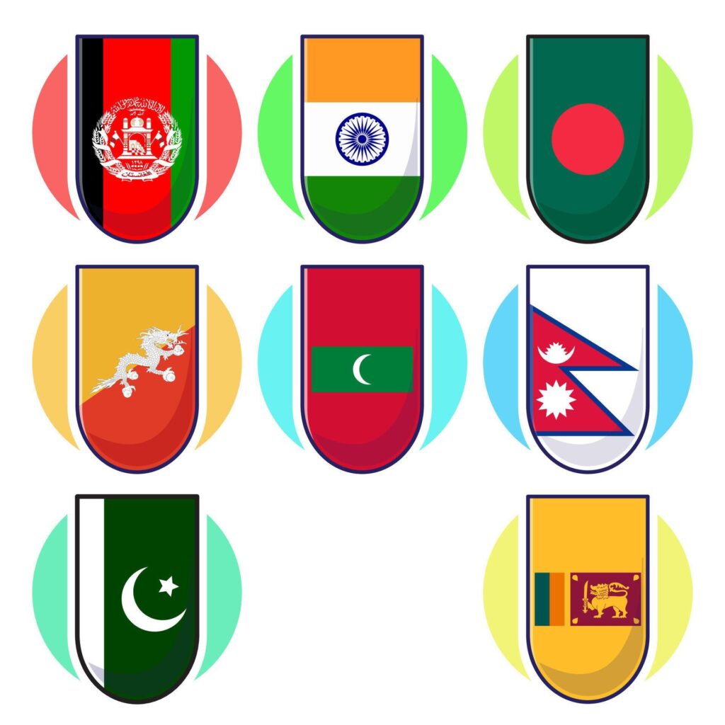 Great cartoon of South Asian countries flag icon mascot illustration Stock Free