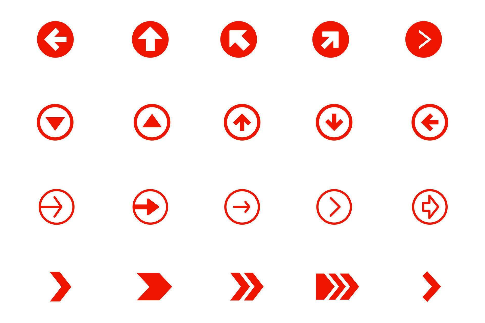 Red Arrow icon set, design element. vector icon of arrow Stock Free