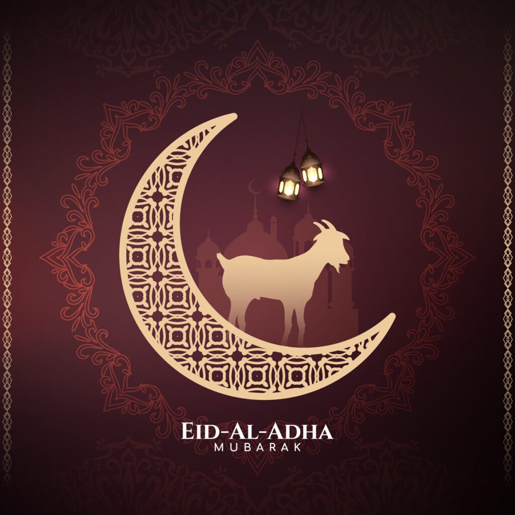 Islamic religious Eid al adha mubarak festival background Free Vector