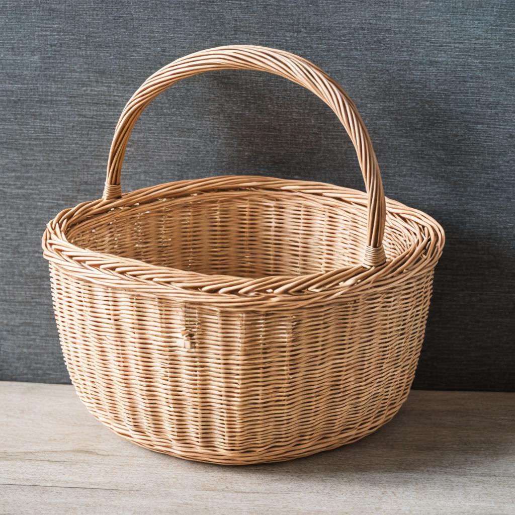 Wicker basket without handle by @ai_generated