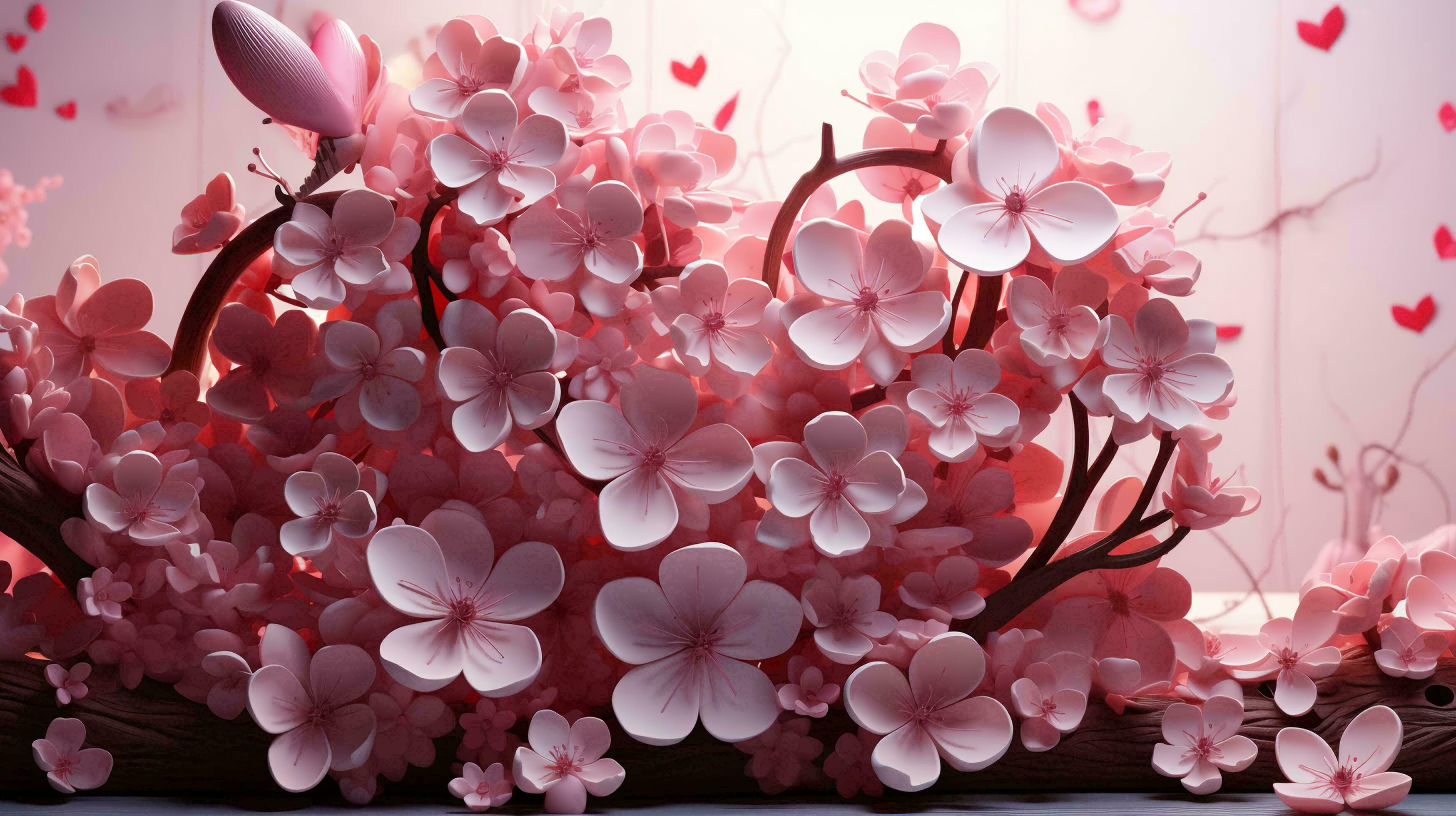 Pink delicate flowers with petals abstract background Stock Free