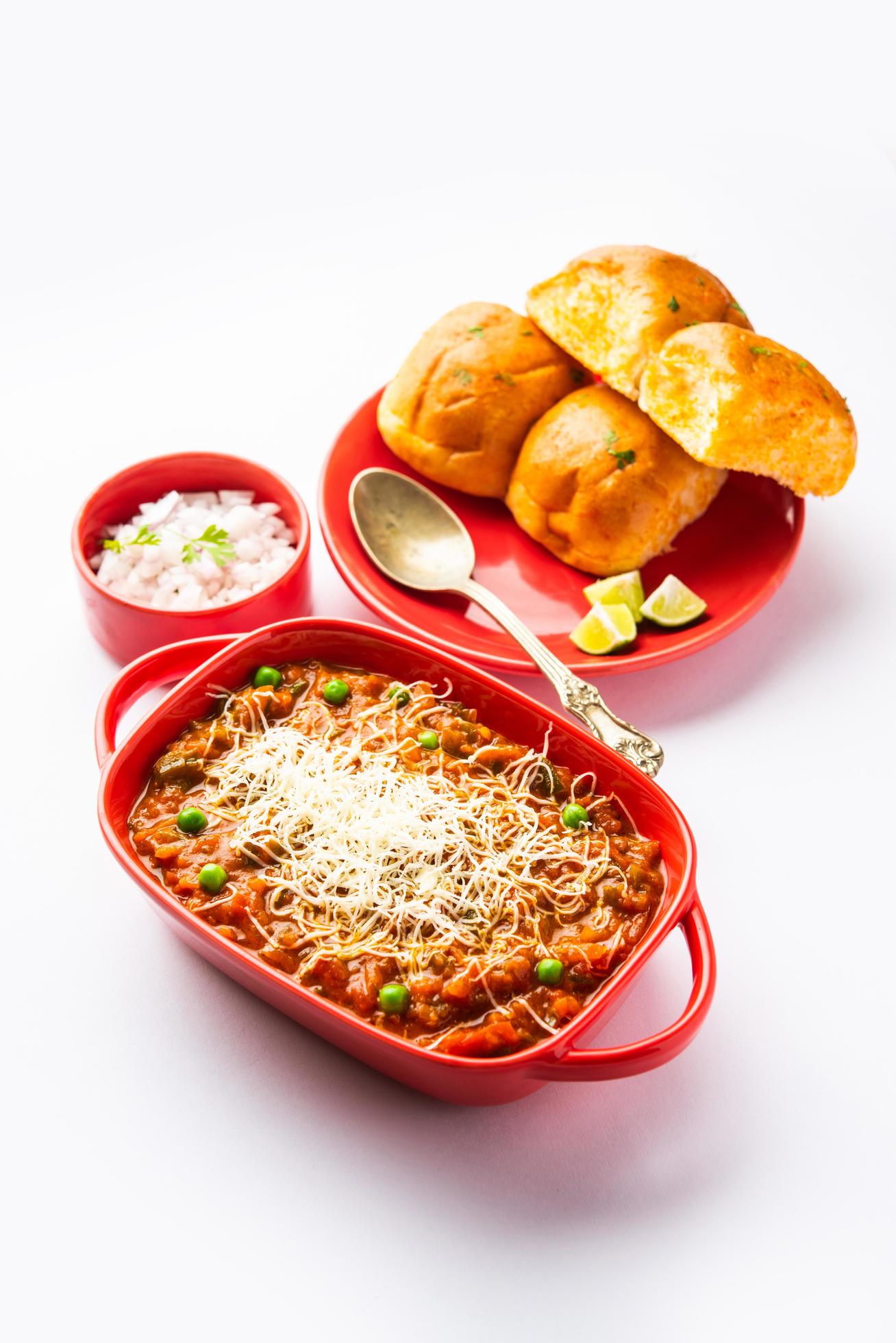 cheese Pav Bhaji Recipe is a street food Bhaji-pav recipe with addition of cheese Stock Free