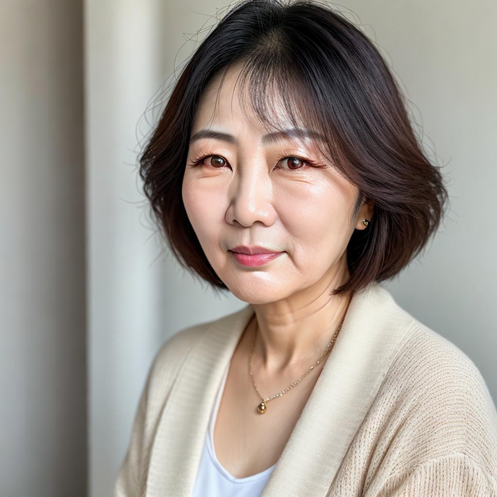 Middle aged Korean woman. by @ai_generated