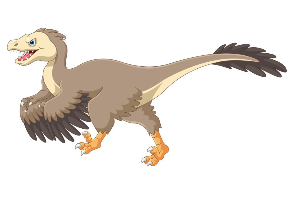 Cartoon velociraptor on white background Free Vector