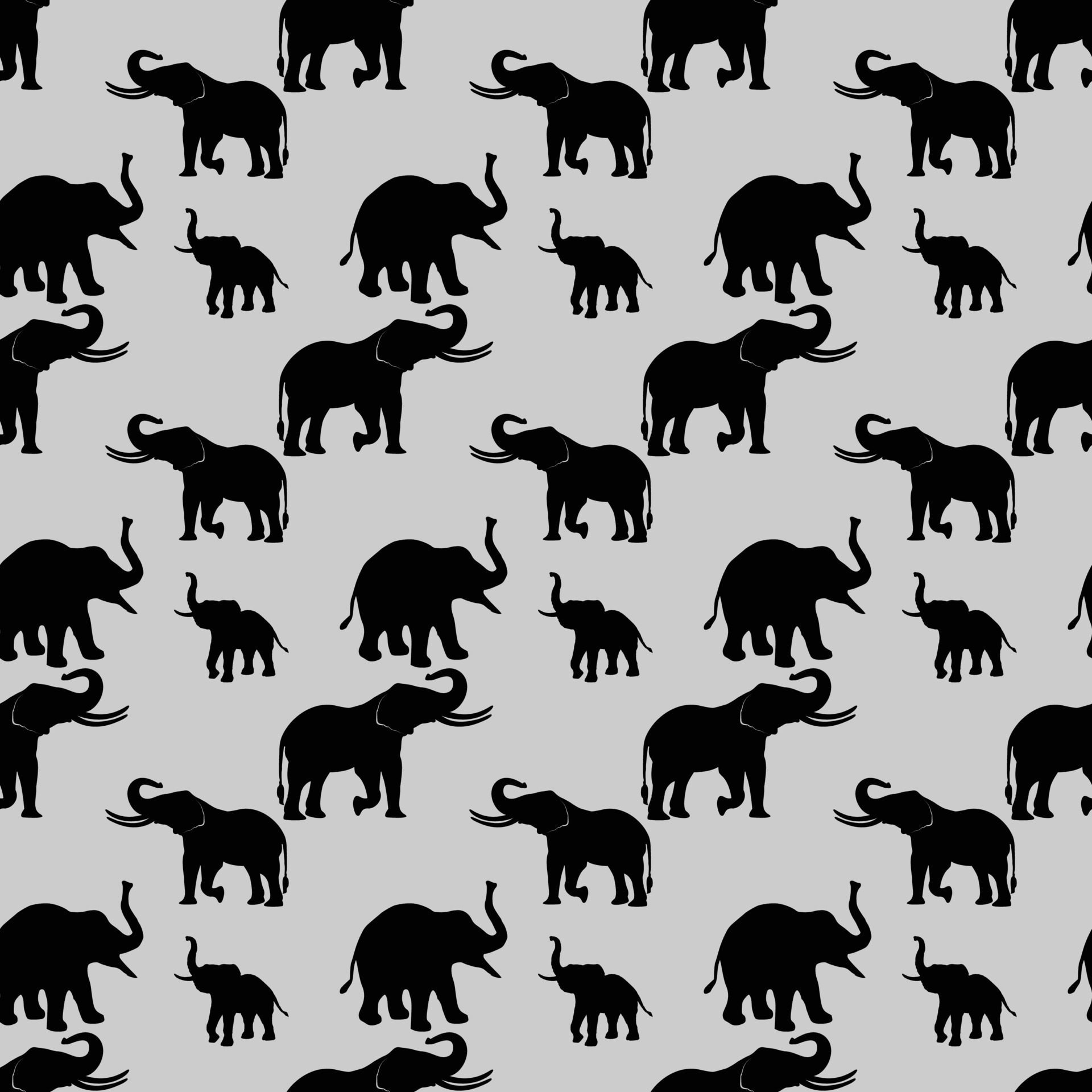 Elephants Silhouette Seamless Pattern Design Free Vector