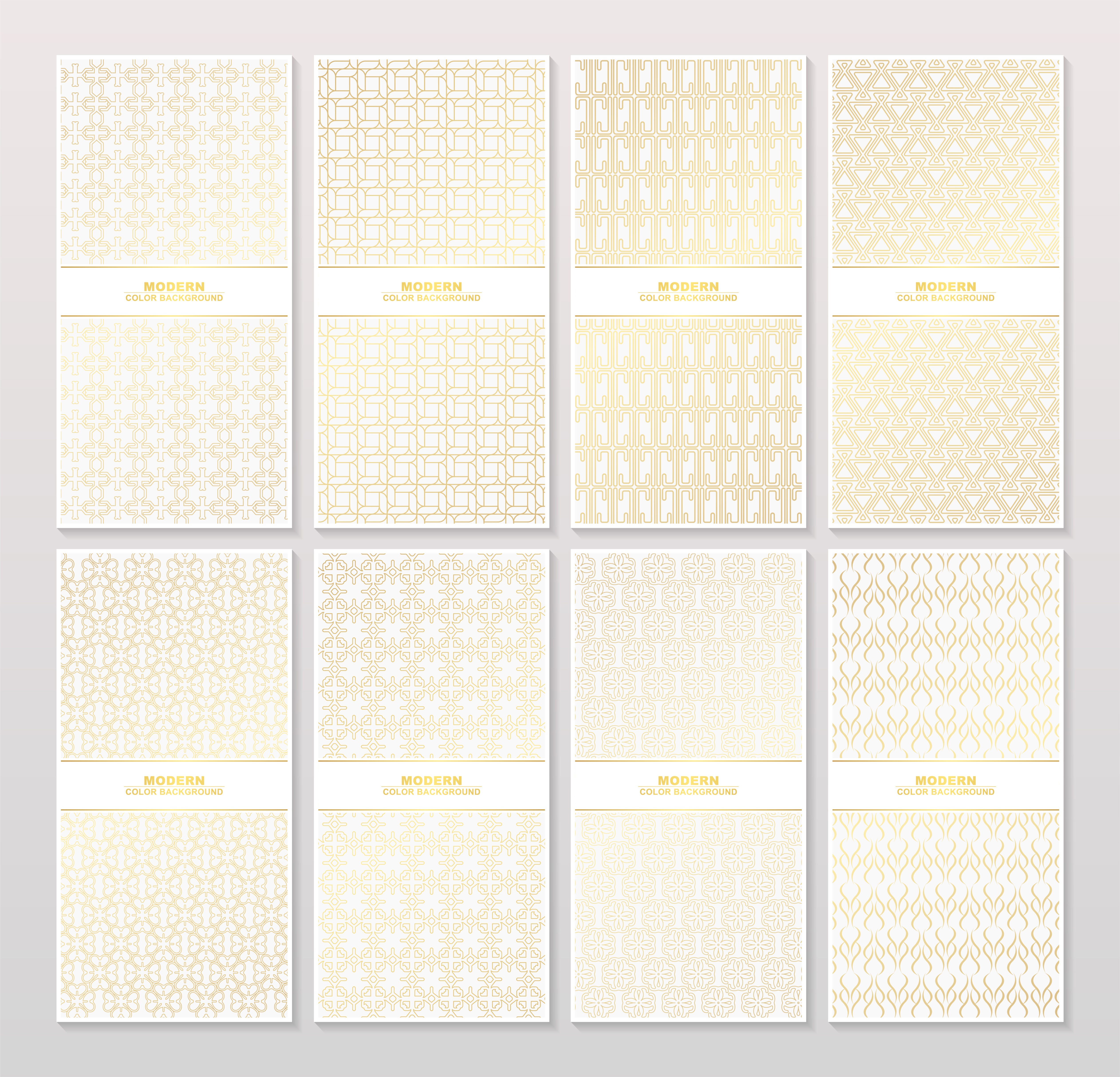 Abstract gold color patterned banner set Free Vector