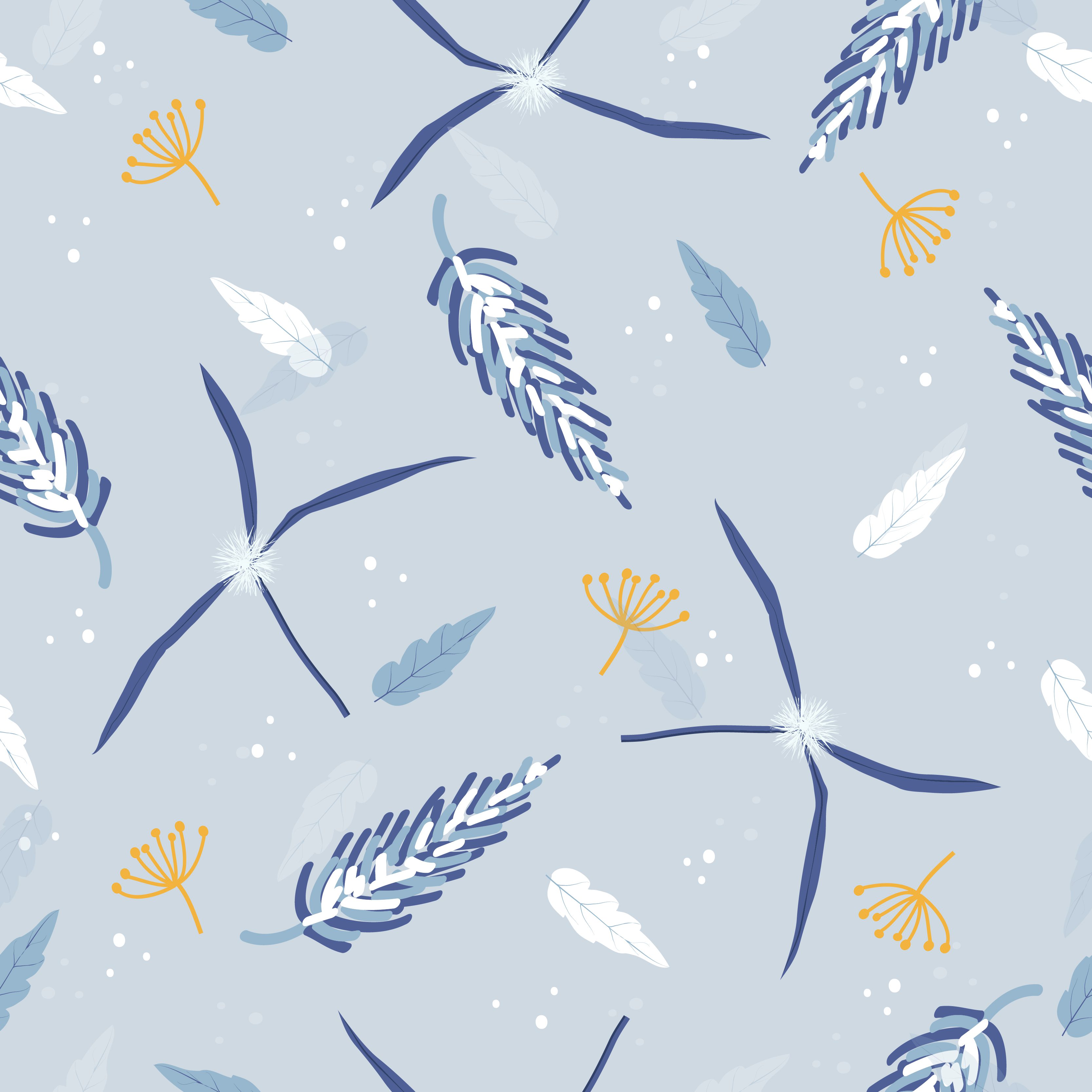 Winter leaves pattern Free Vector