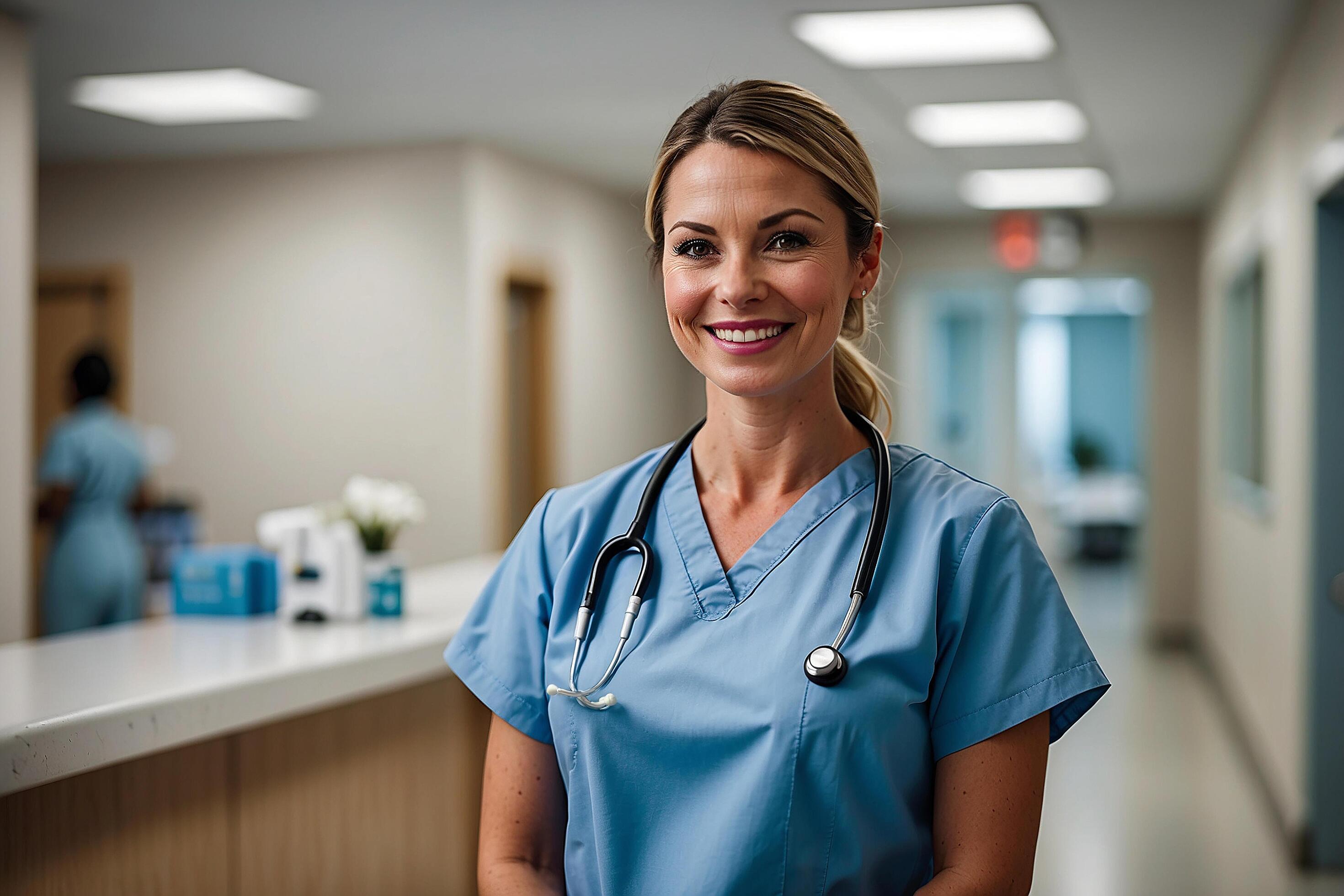 close up of beautiful female medical assistant Stock Free