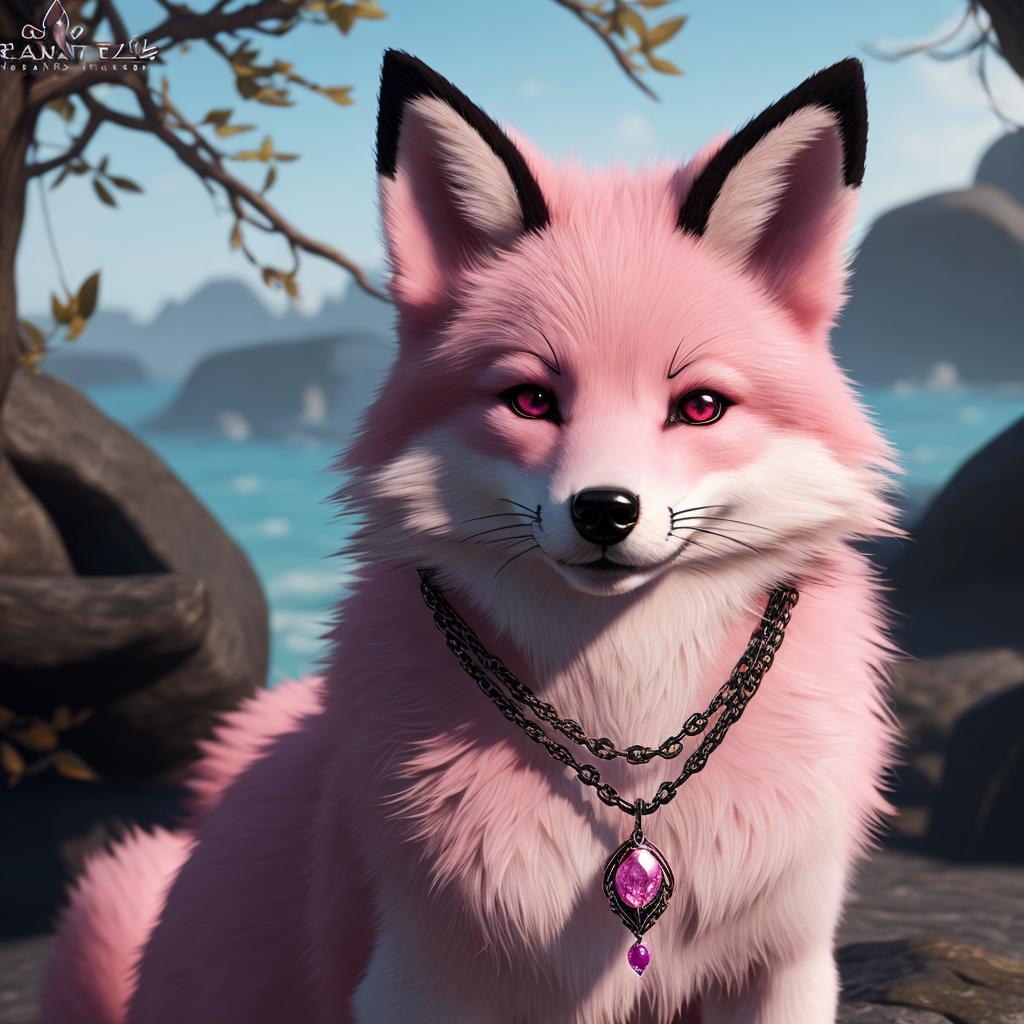 Pink fox with pierced by @ai_generated