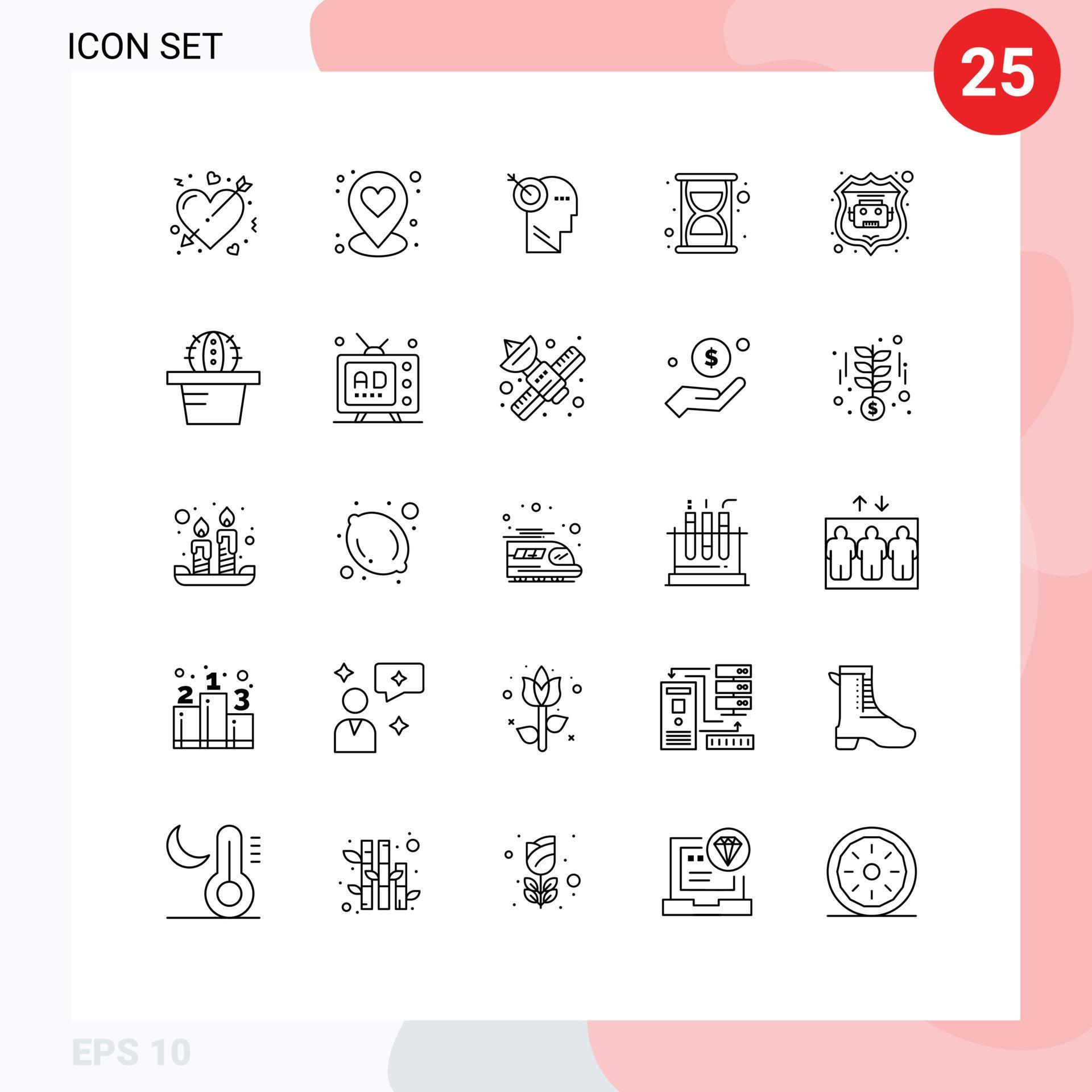 Stock Vector Icon Pack of 25 Line Signs and Symbols for web internet bot arrow time efficiency Editable Vector Design Elements Stock Free