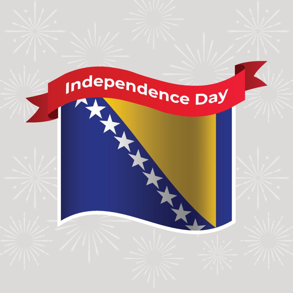 Bosnia and Herzegovina Wavy Flag Independence Day Banner Background Free Vector