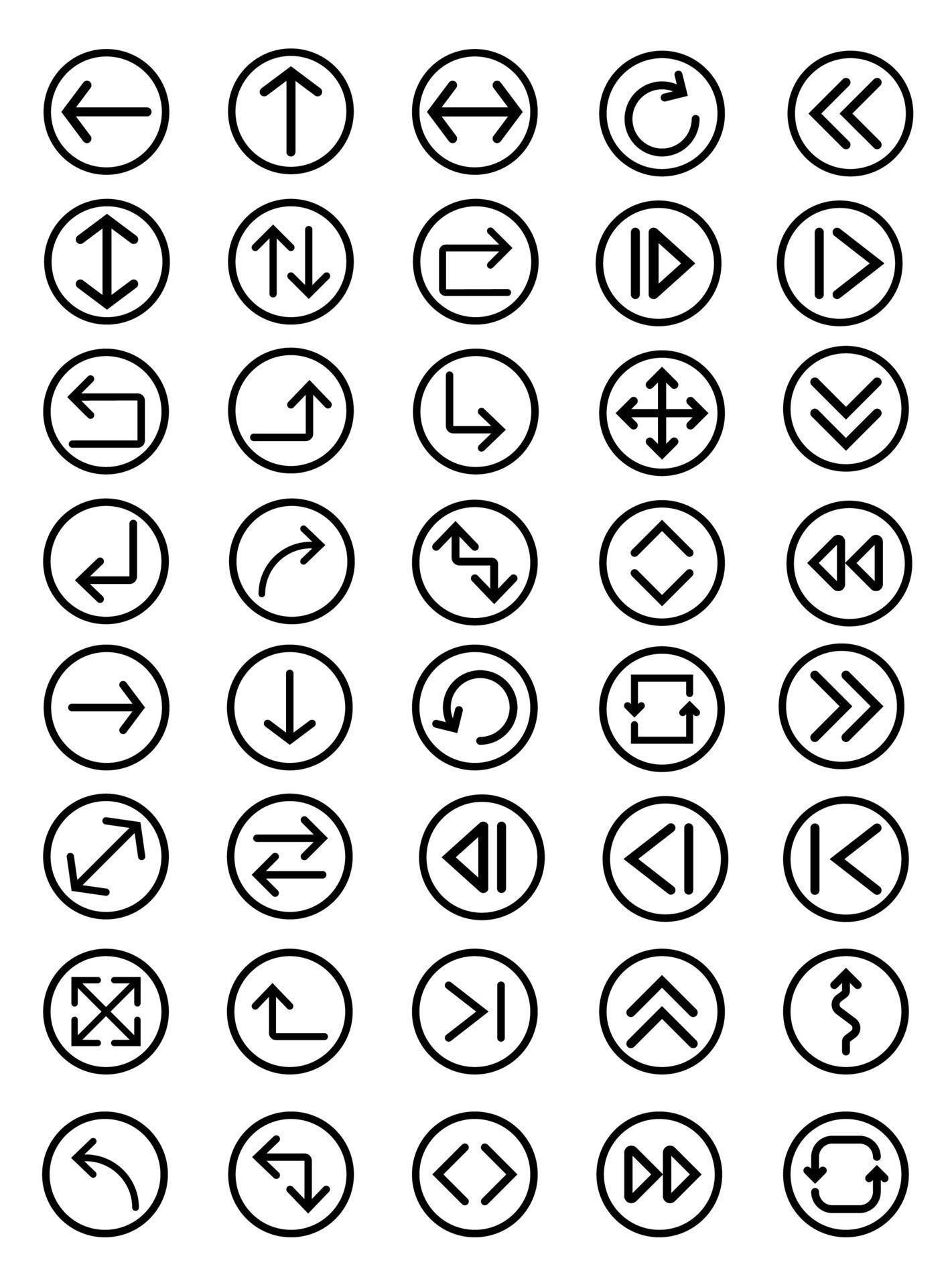 Set of arrow line icons, Set of arrows collection in black color for website design, Design elements for your projects. Vector illustration Stock Free