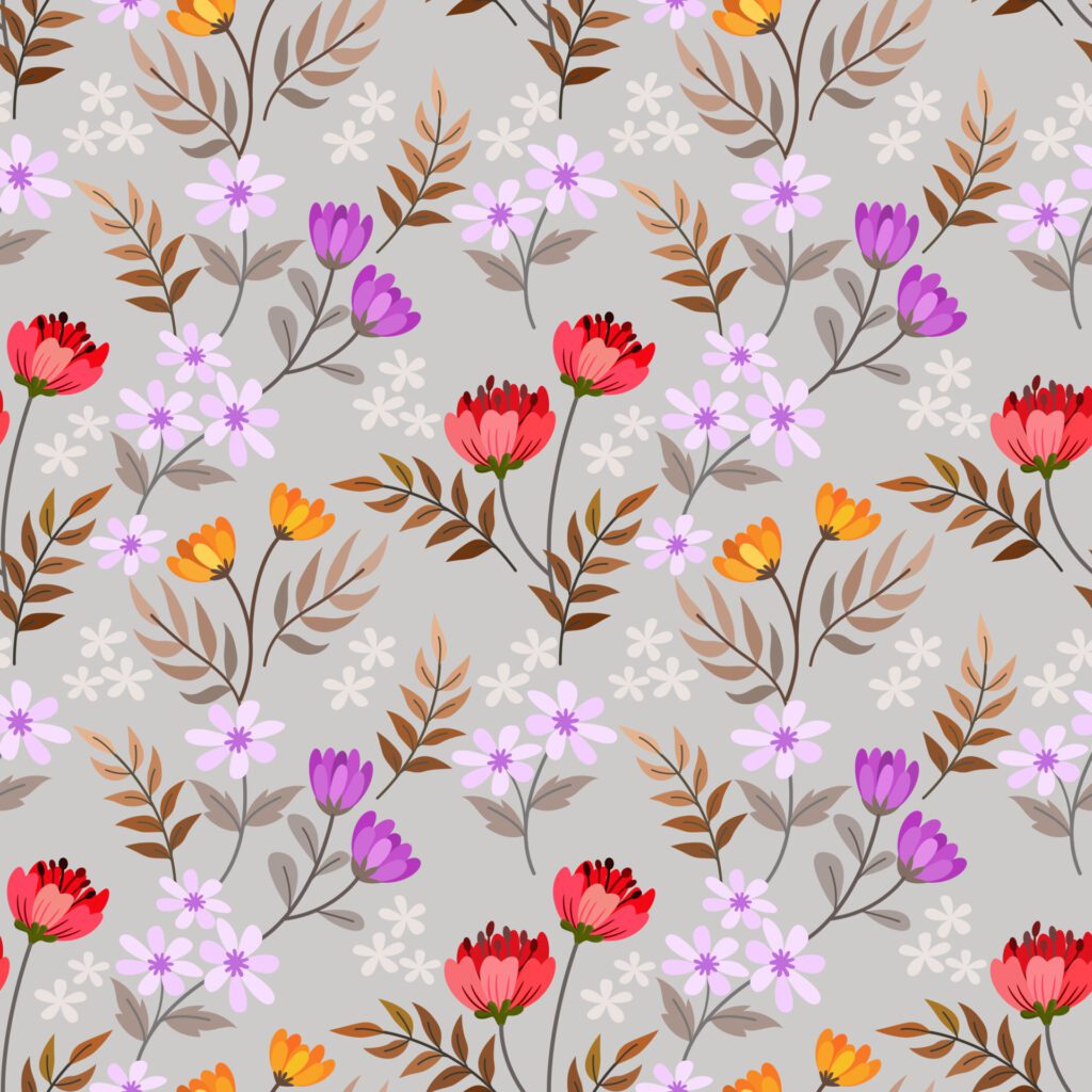 Cute small blooming flowers seamless pattern. Free Vector and Free SVG